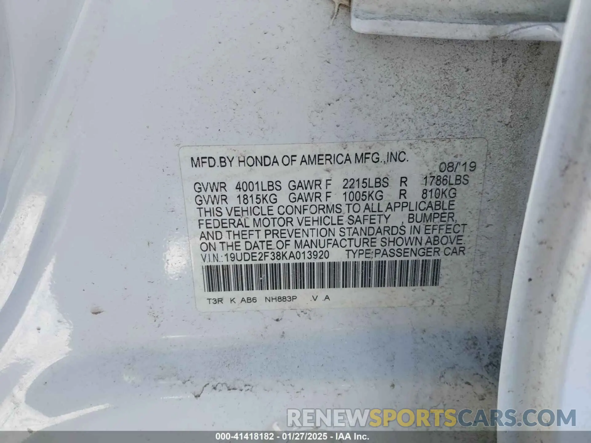 9 Photograph of a damaged car 19UDE2F38KA013920 ACURA ILX 2019