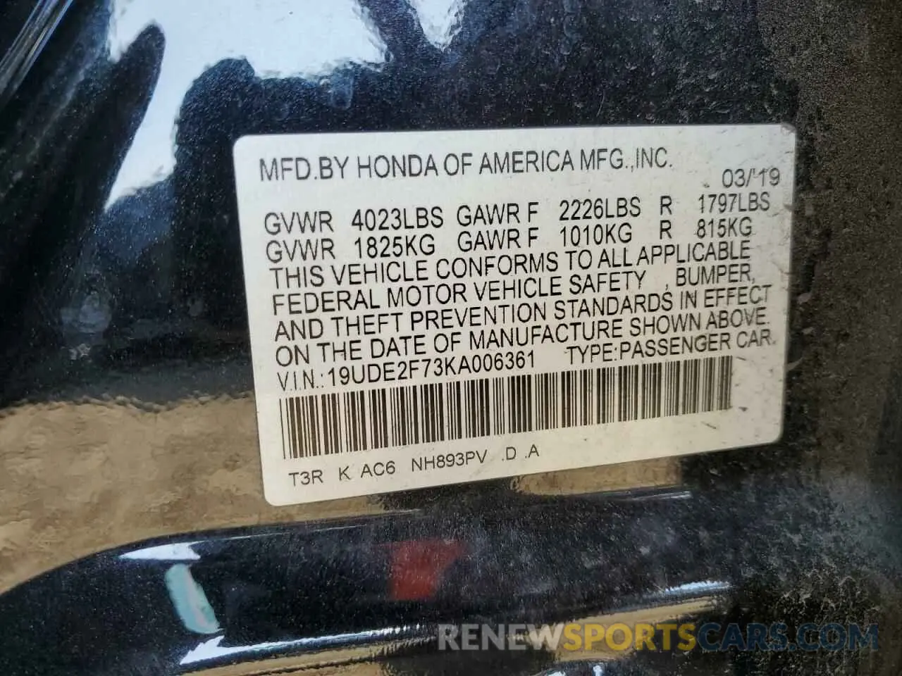 14 Photograph of a damaged car 19UDE2F73KA006361 ACURA ILX 2019