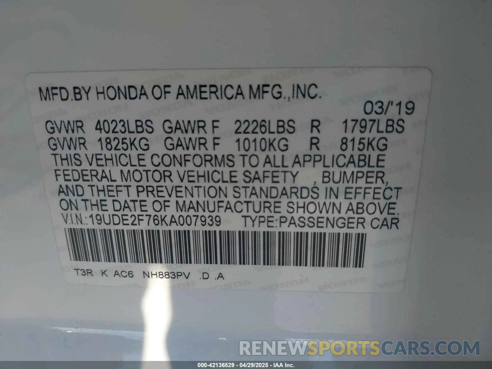 9 Фотография поврежденного автомобиля 19UDE2F76KA007939 ACURA ILX 2019
