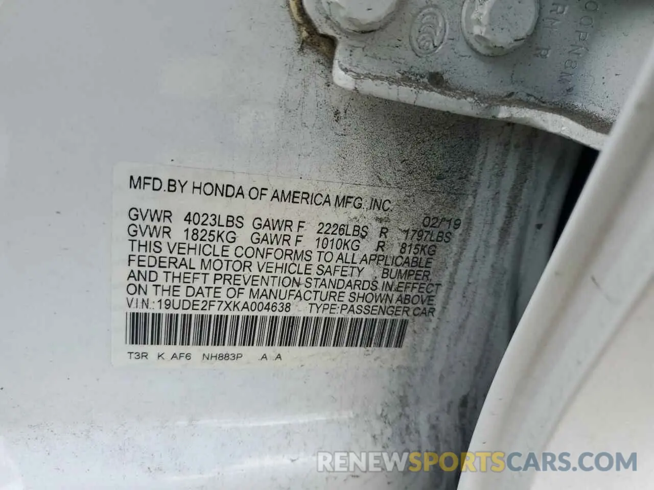 12 Фотография поврежденного автомобиля 19UDE2F7XKA004638 ACURA ILX 2019