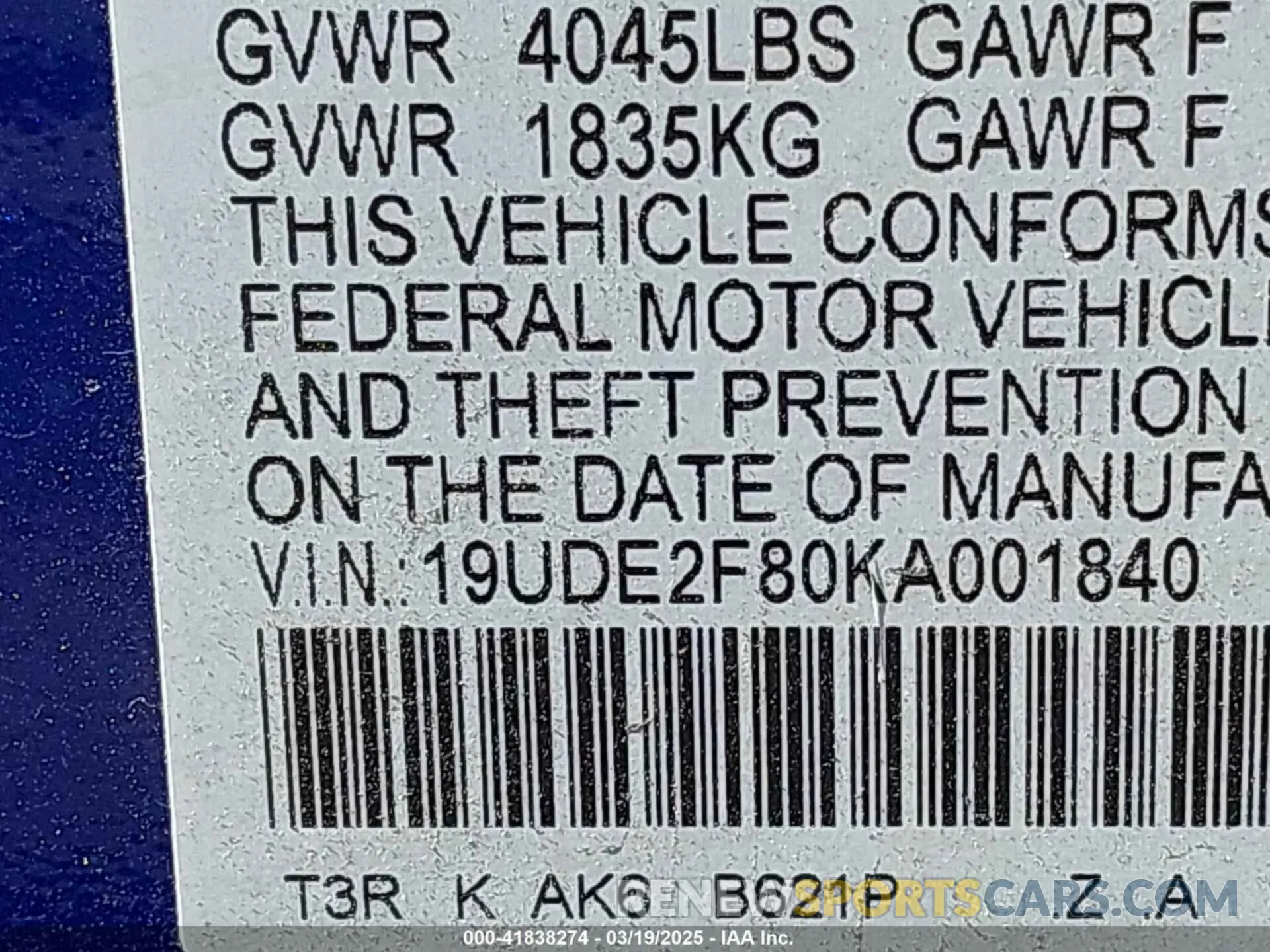 9 Photograph of a damaged car 19UDE2F80KA001840 ACURA ILX 2019
