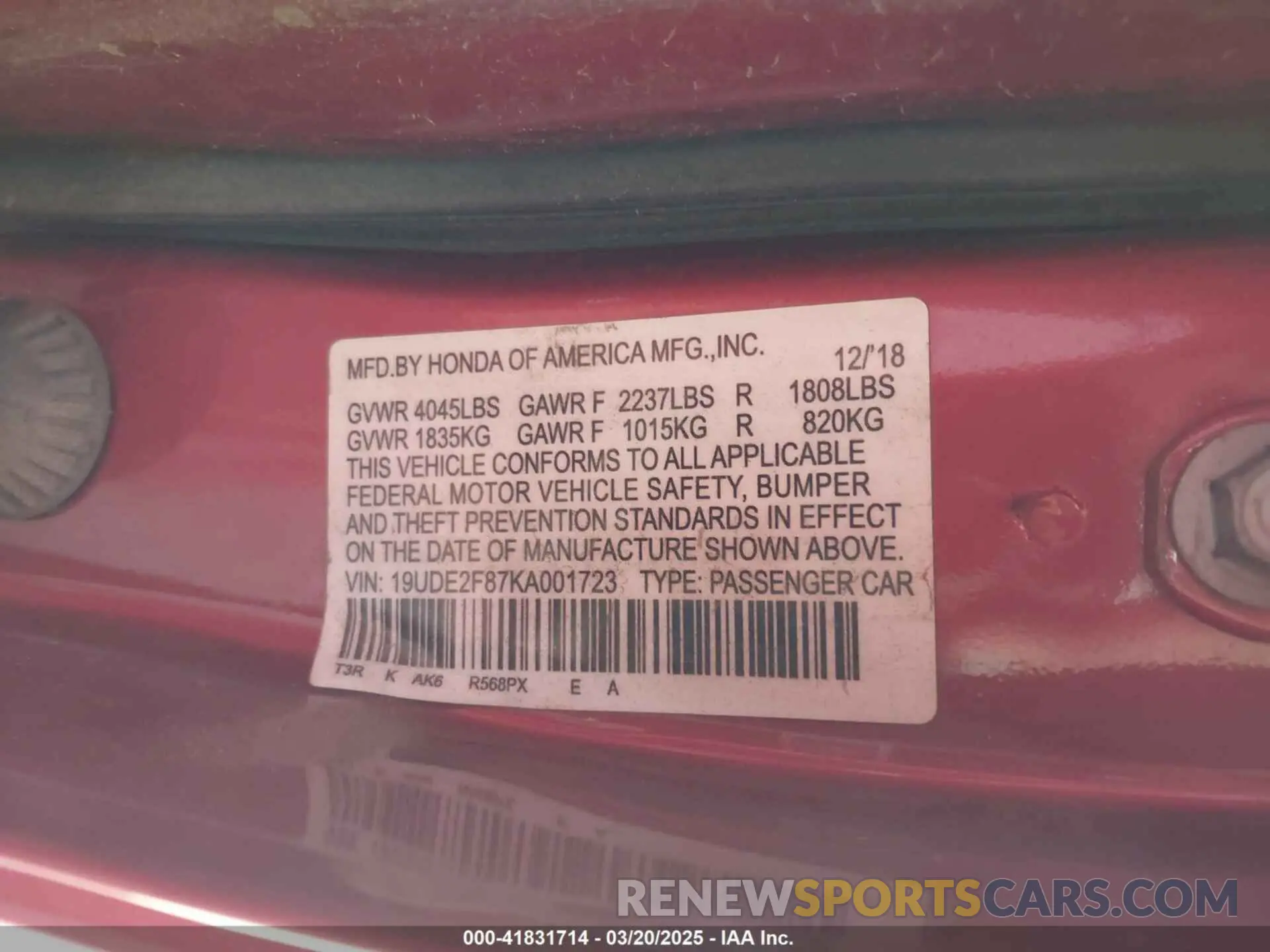 9 Photograph of a damaged car 19UDE2F87KA001723 ACURA ILX 2019