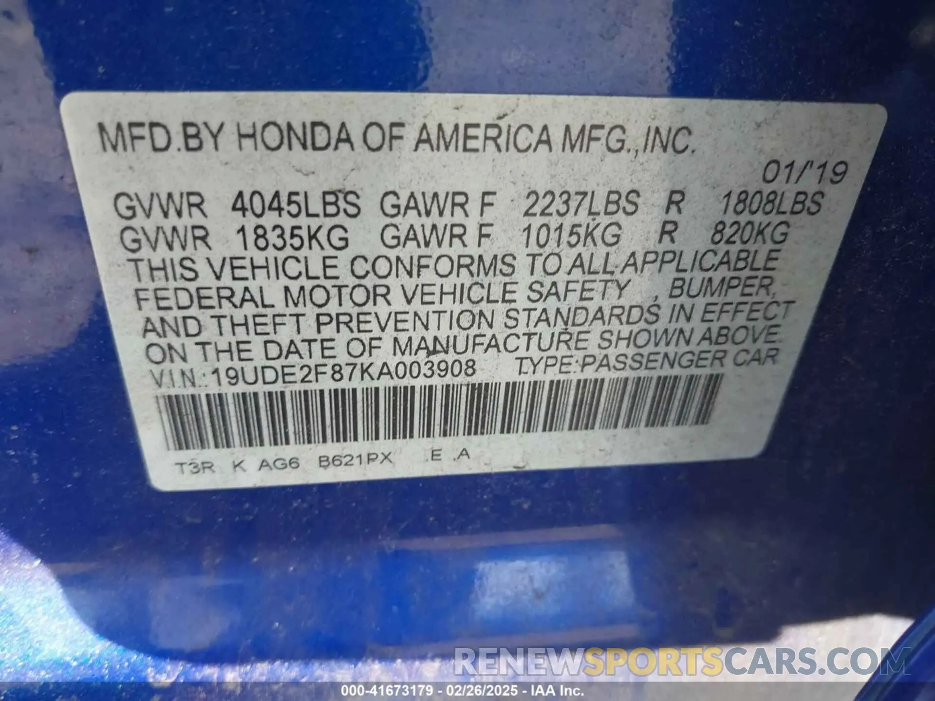 9 Фотография поврежденного автомобиля 19UDE2F87KA003908 ACURA ILX 2019
