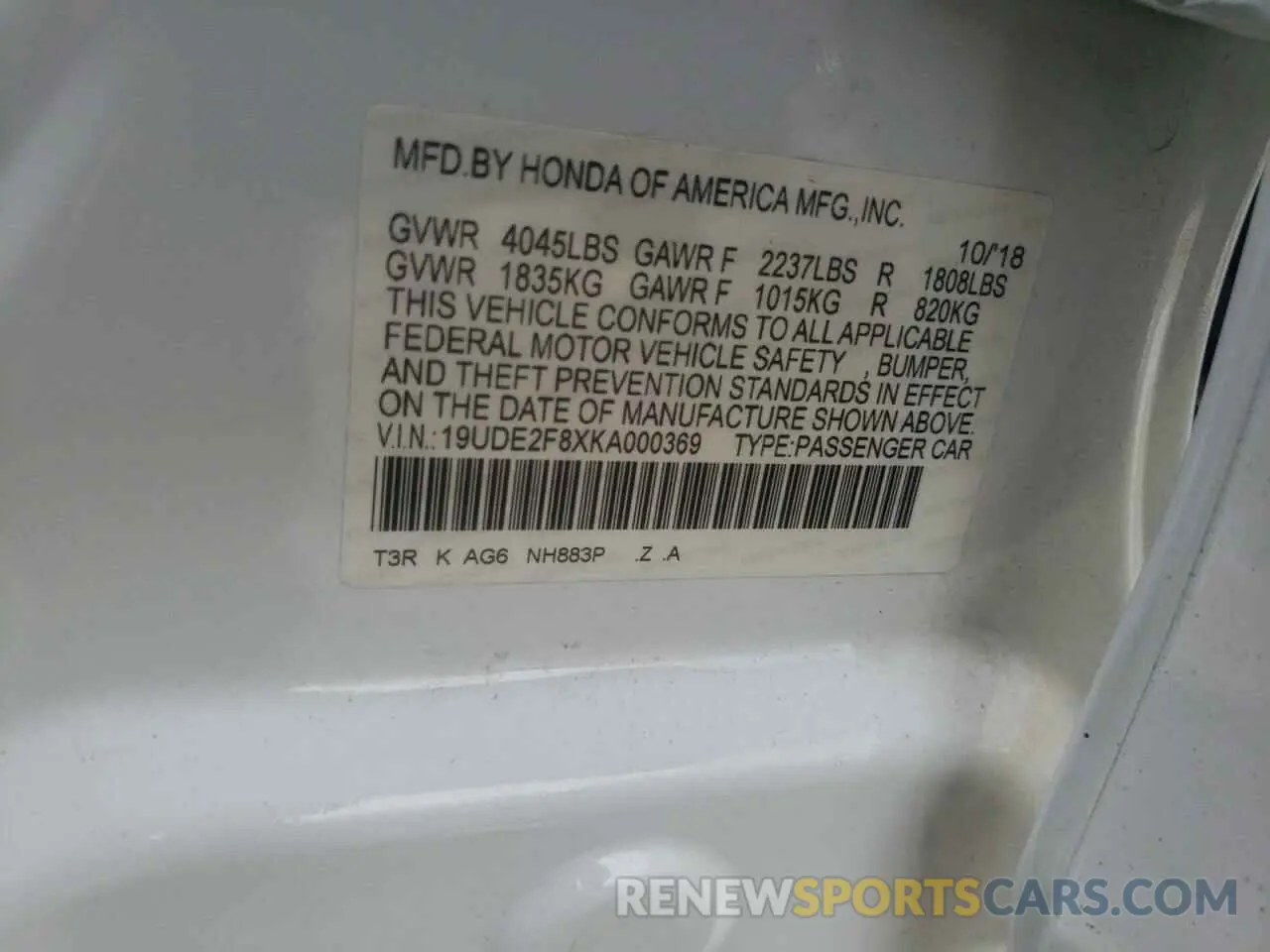 13 Photograph of a damaged car 19UDE2F8XKA000369 ACURA ILX 2019