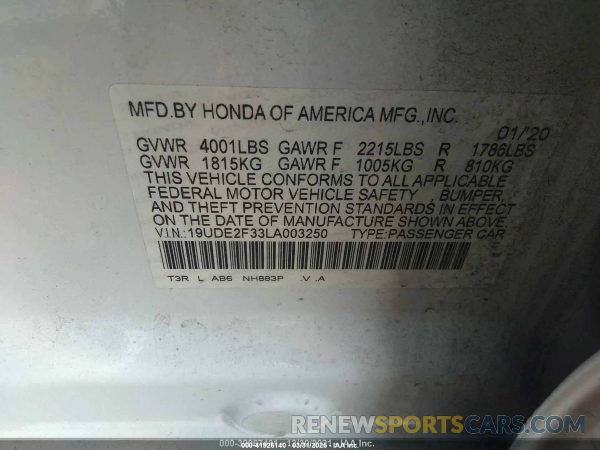 9 Фотография поврежденного автомобиля 19UDE2F33LA003250 ACURA ILX 2020