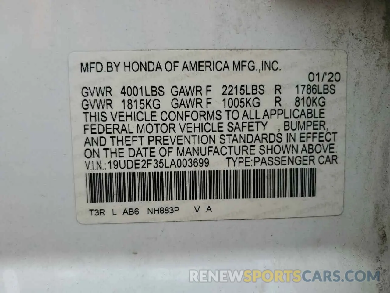 12 Фотография поврежденного автомобиля 19UDE2F35LA003699 ACURA ILX 2020