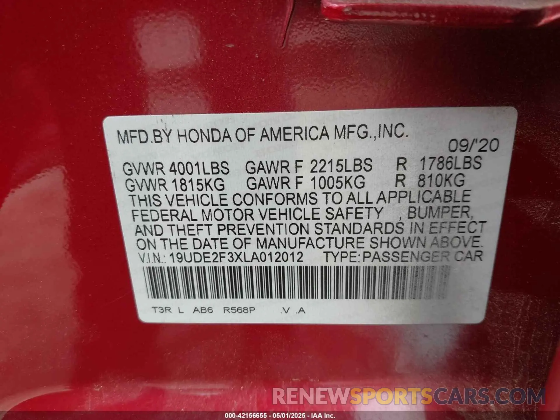 9 Фотография поврежденного автомобиля 19UDE2F3XLA012012 ACURA ILX 2020