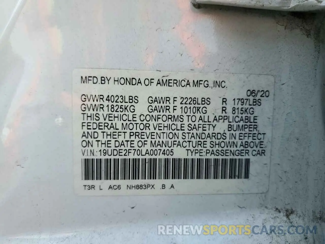 12 Фотография поврежденного автомобиля 19UDE2F70LA007405 ACURA ILX 2020
