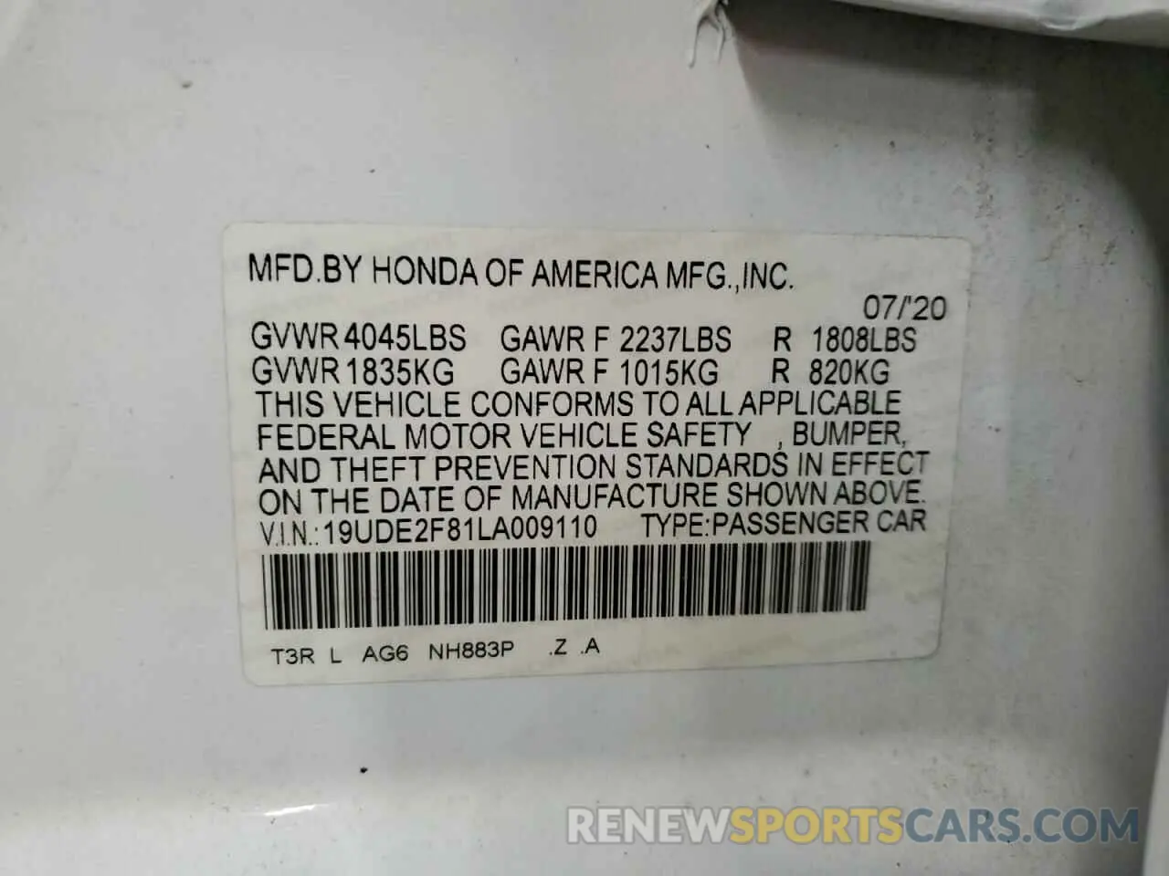 14 Фотография поврежденного автомобиля 19UDE2F81LA009110 ACURA ILX 2020