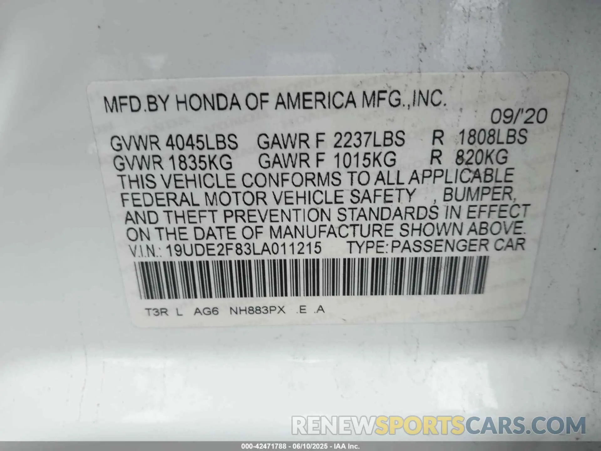 9 Photograph of a damaged car 19UDE2F83LA011215 ACURA ILX 2020