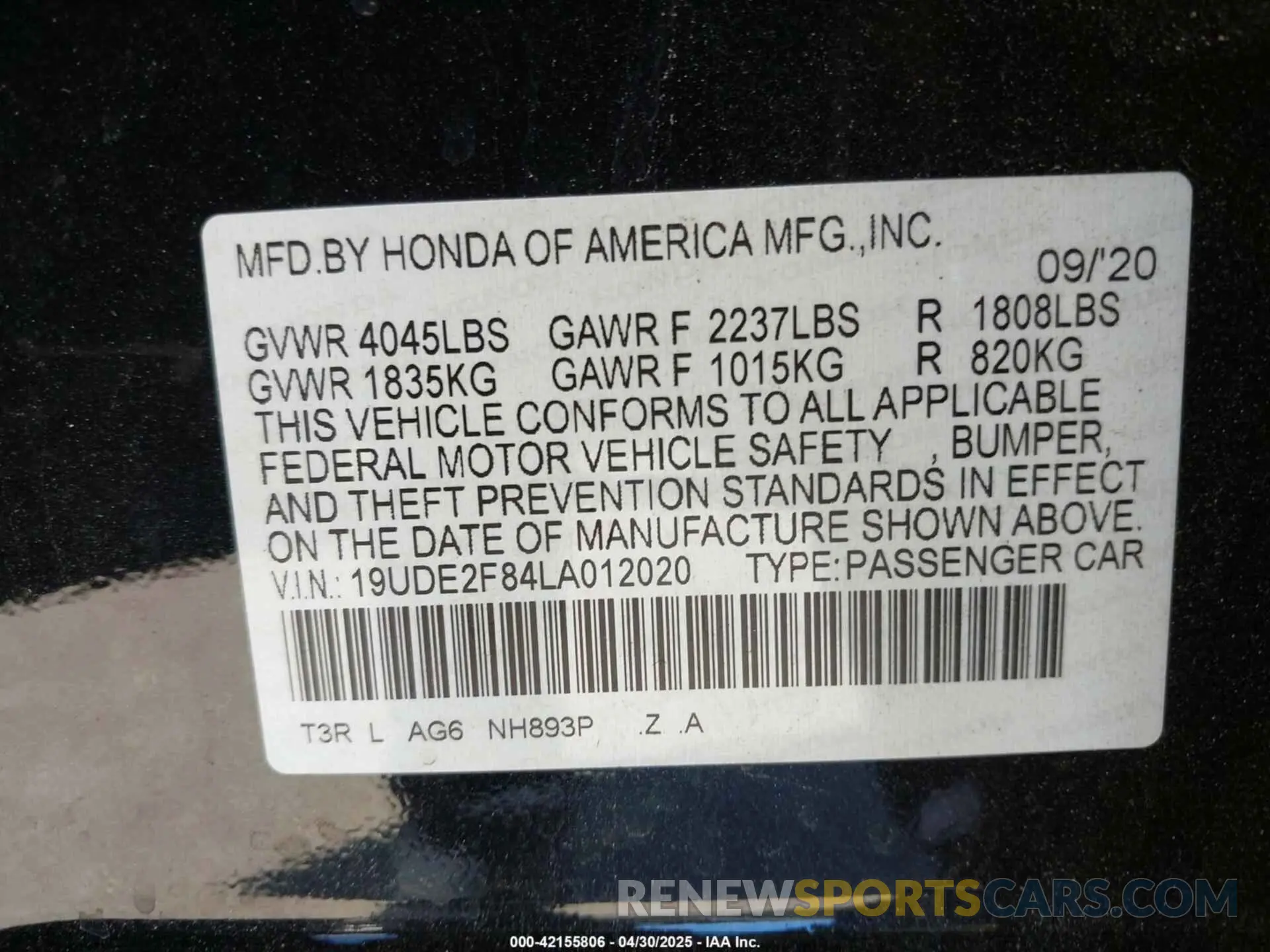 9 Photograph of a damaged car 19UDE2F84LA012020 ACURA ILX 2020