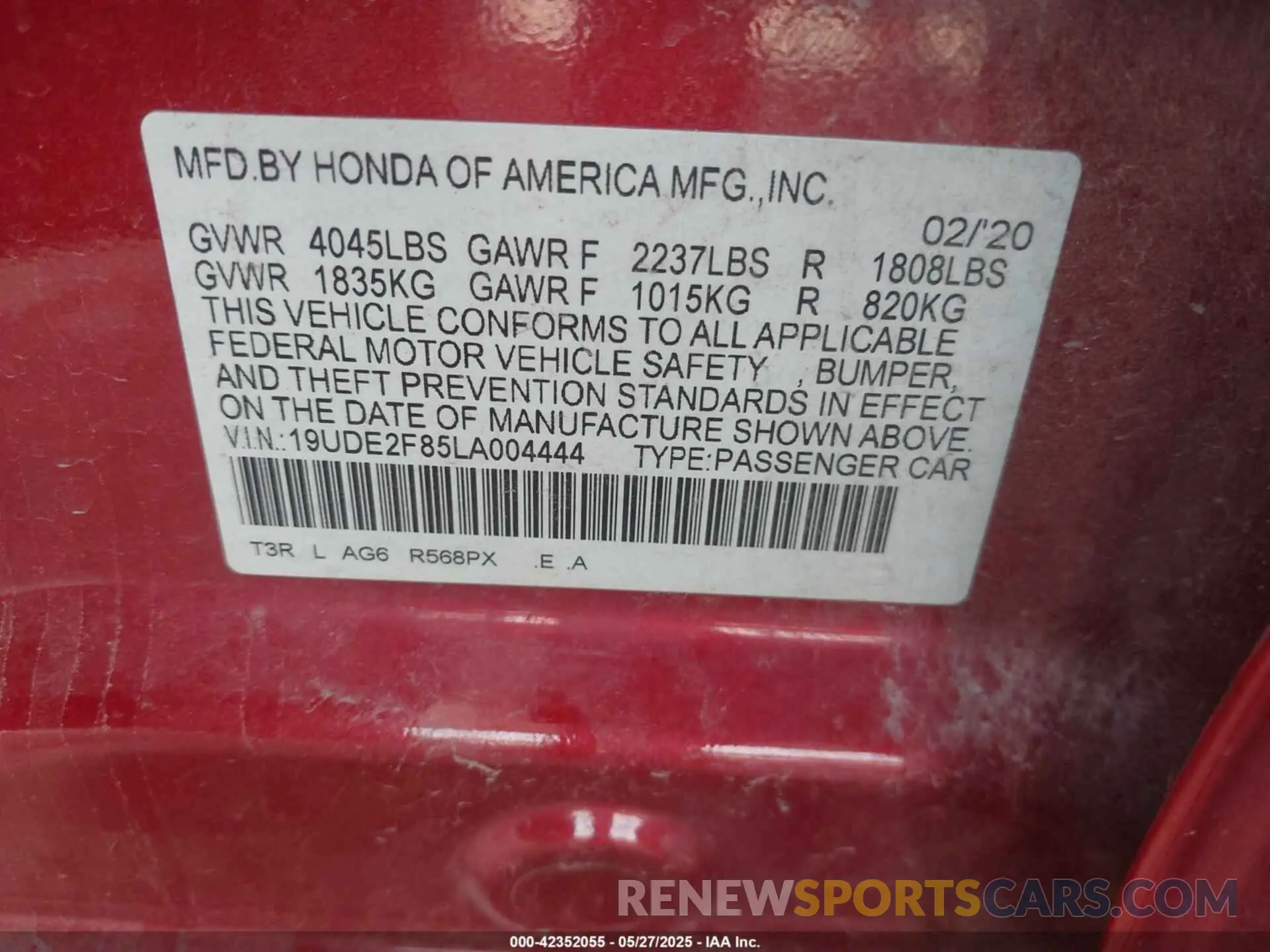 9 Photograph of a damaged car 19UDE2F85LA004444 ACURA ILX 2020