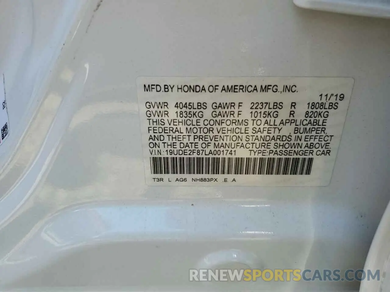 12 Фотография поврежденного автомобиля 19UDE2F87LA001741 ACURA ILX 2020
