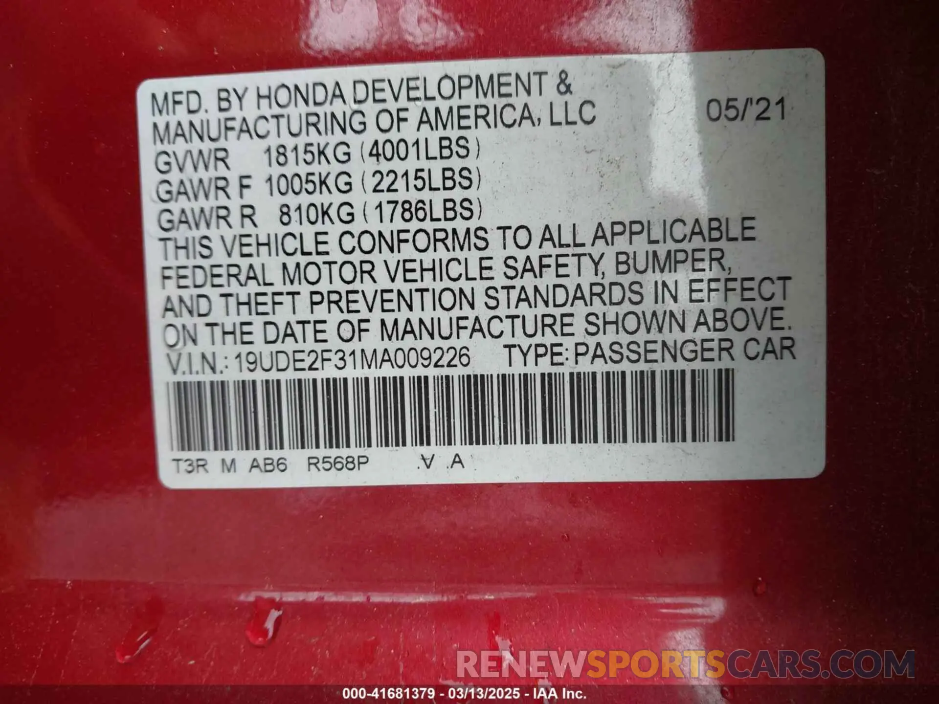 9 Photograph of a damaged car 19UDE2F31MA009226 ACURA ILX 2021