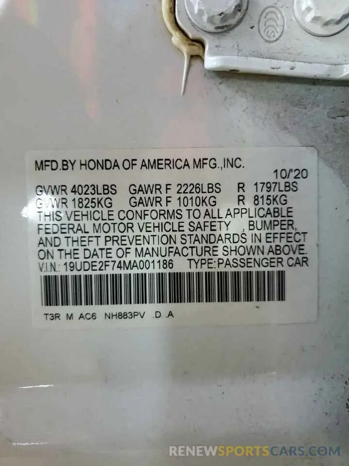 12 Фотография поврежденного автомобиля 19UDE2F74MA001186 ACURA ILX 2021