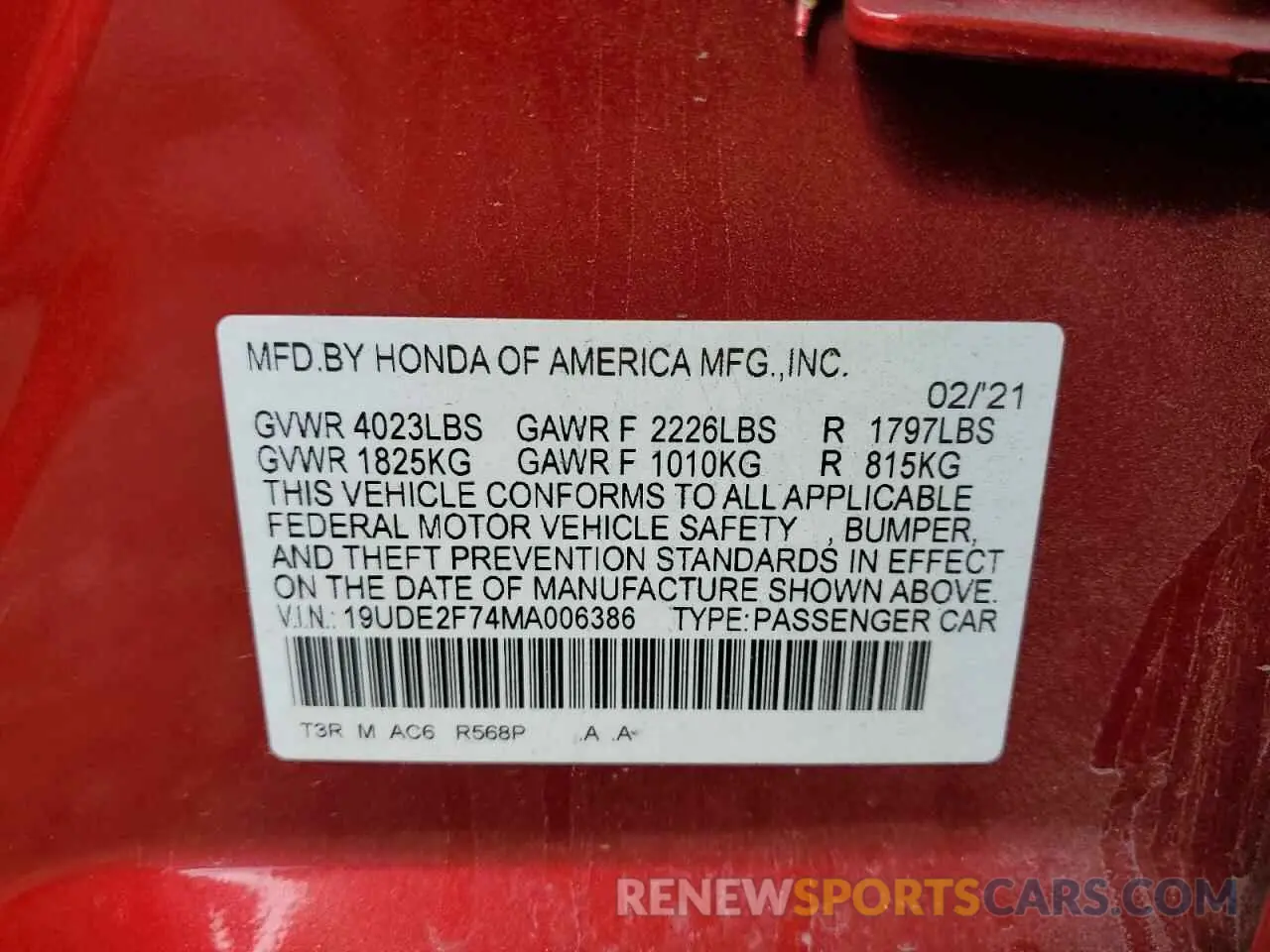 13 Photograph of a damaged car 19UDE2F74MA006386 ACURA ILX 2021