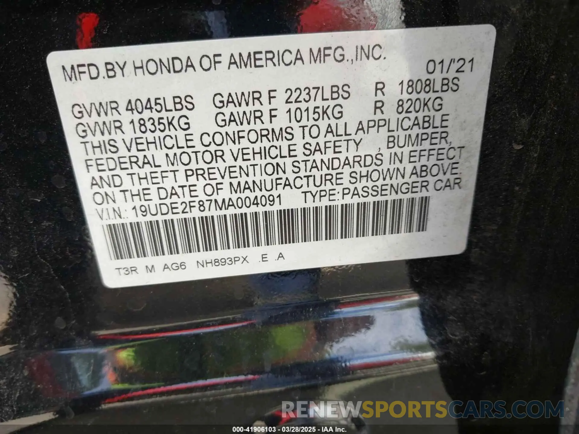 9 Фотография поврежденного автомобиля 19UDE2F87MA004091 ACURA ILX 2021