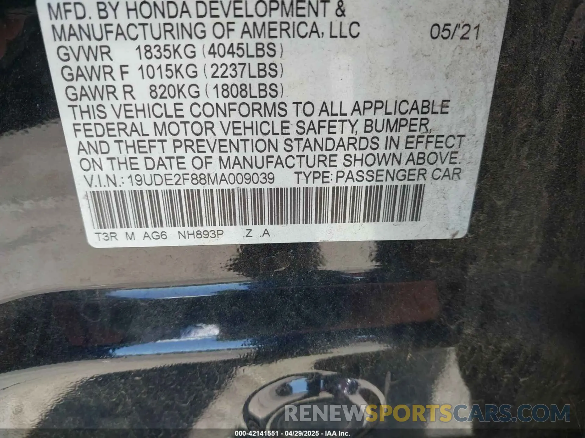 9 Photograph of a damaged car 19UDE2F88MA009039 ACURA ILX 2021