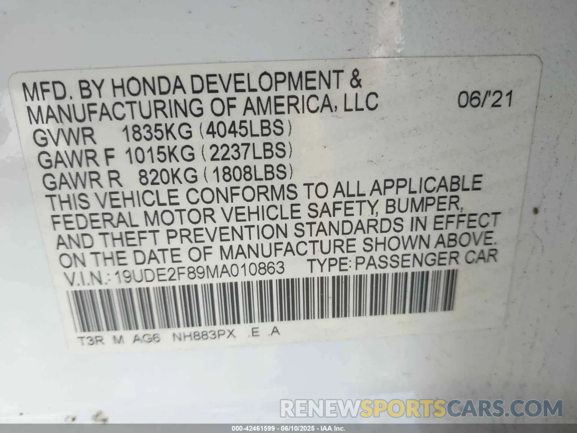 9 Photograph of a damaged car 19UDE2F89MA010863 ACURA ILX 2021
