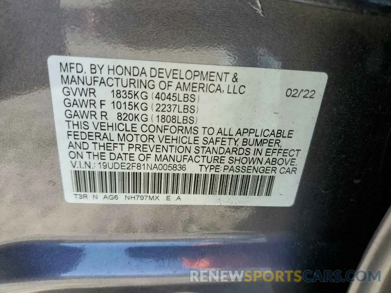 13 Фотография поврежденного автомобиля 19UDE2F81NA005836 ACURA ILX 2022