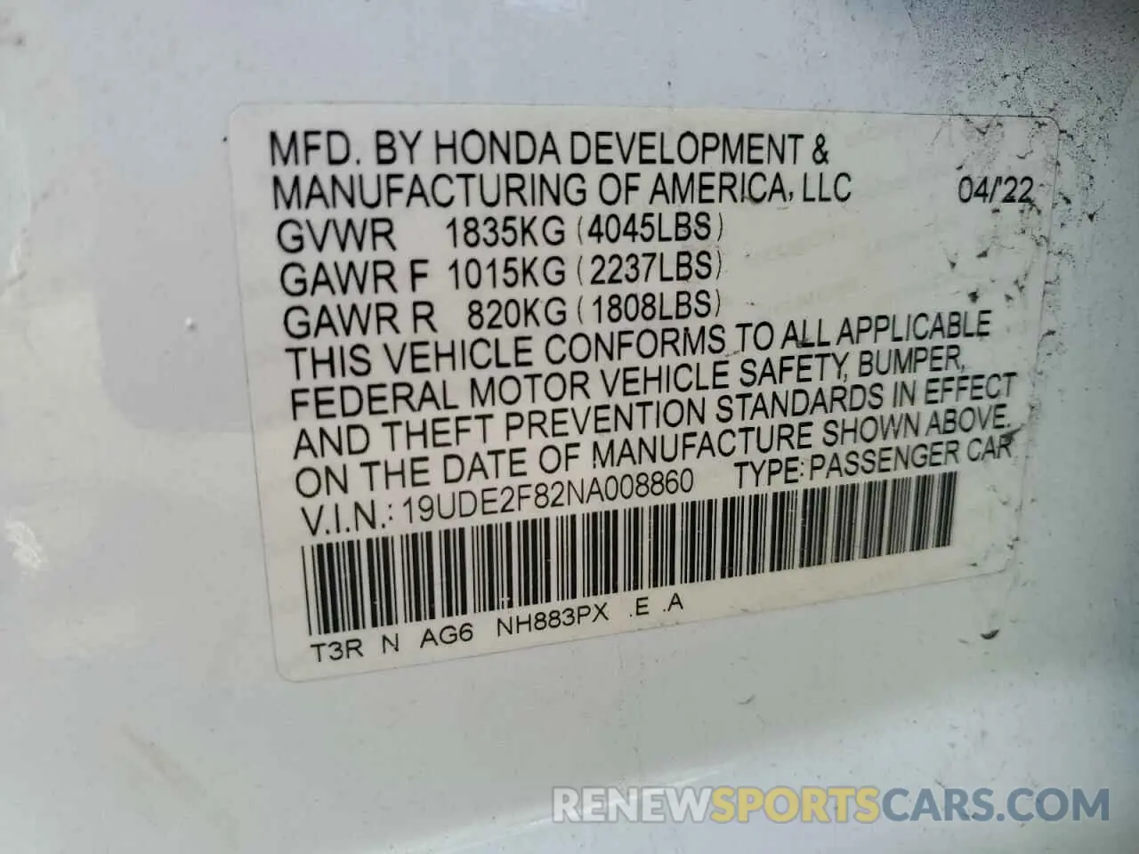 12 Фотография поврежденного автомобиля 19UDE2F82NA008860 ACURA ILX 2022