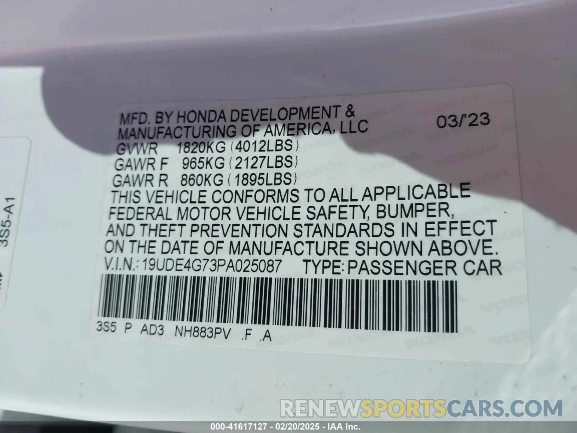 9 Фотография поврежденного автомобиля 19UDE4G73PA025087 ACURA INTEGRA 2023