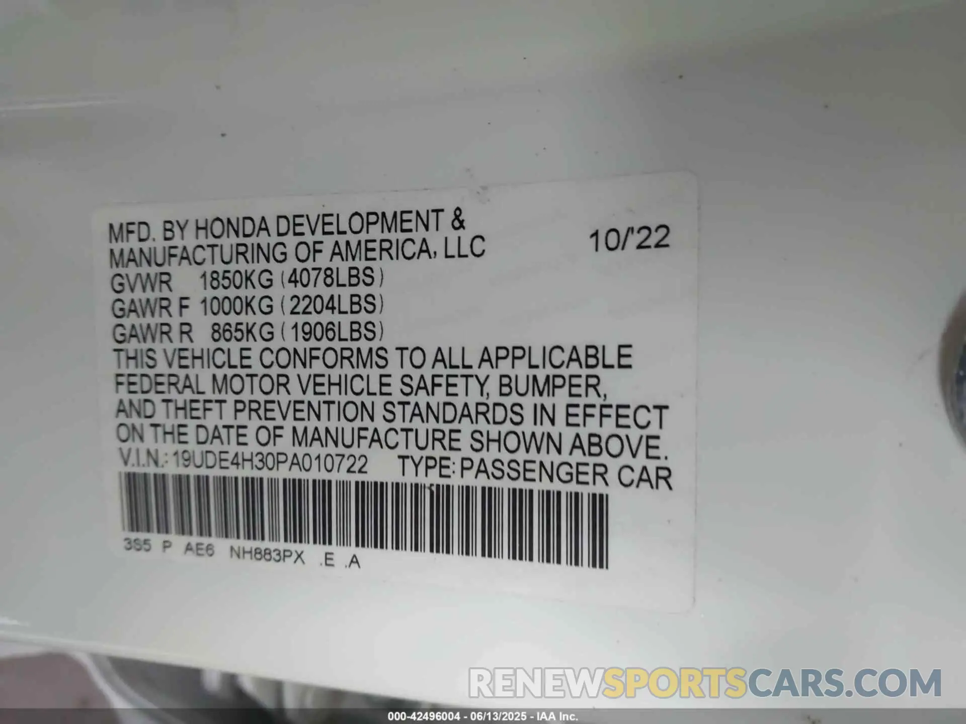 9 Photograph of a damaged car 19UDE4H30PA010722 ACURA INTEGRA 2023