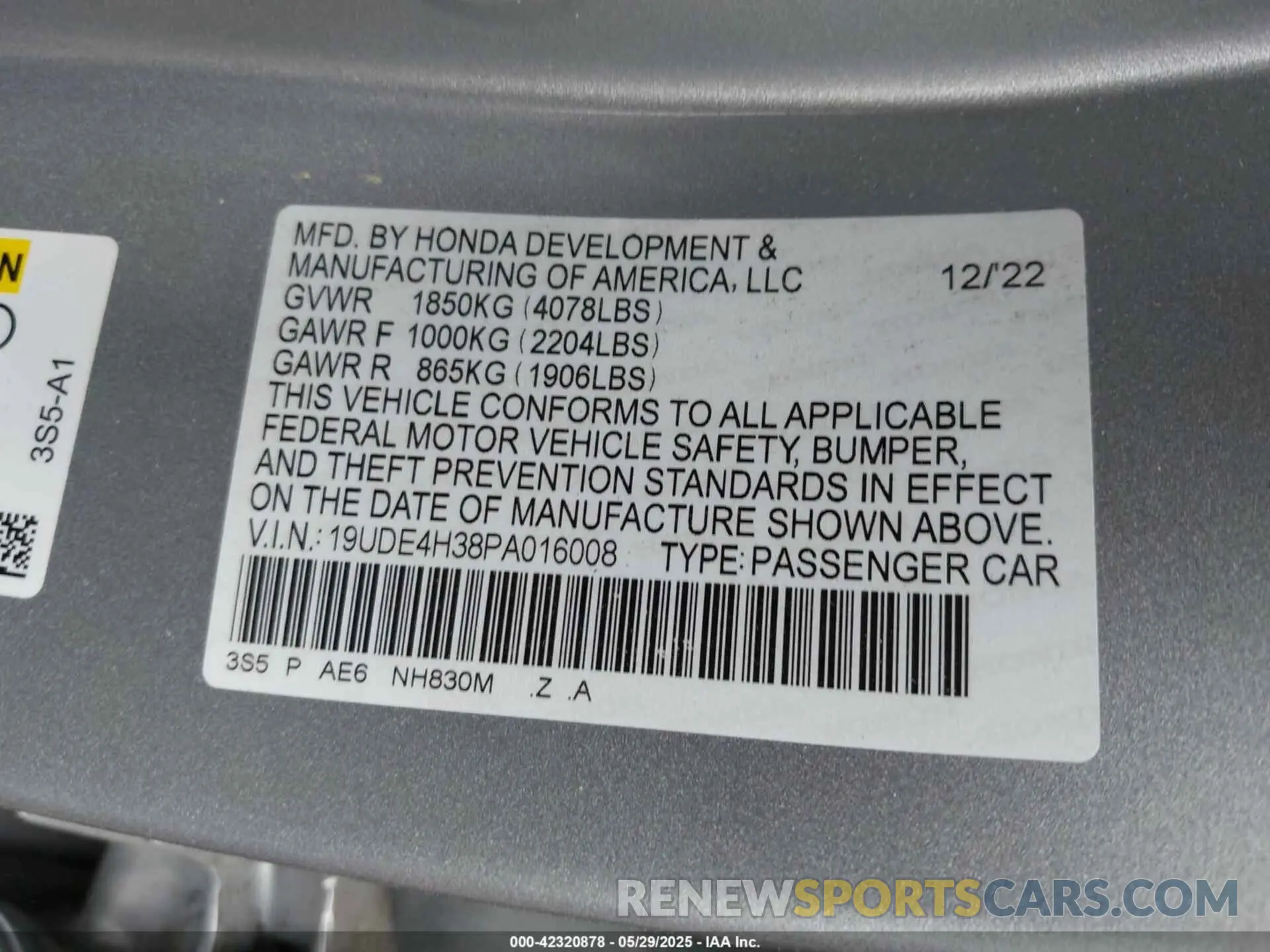 9 Фотография поврежденного автомобиля 19UDE4H38PA016008 ACURA INTEGRA 2023