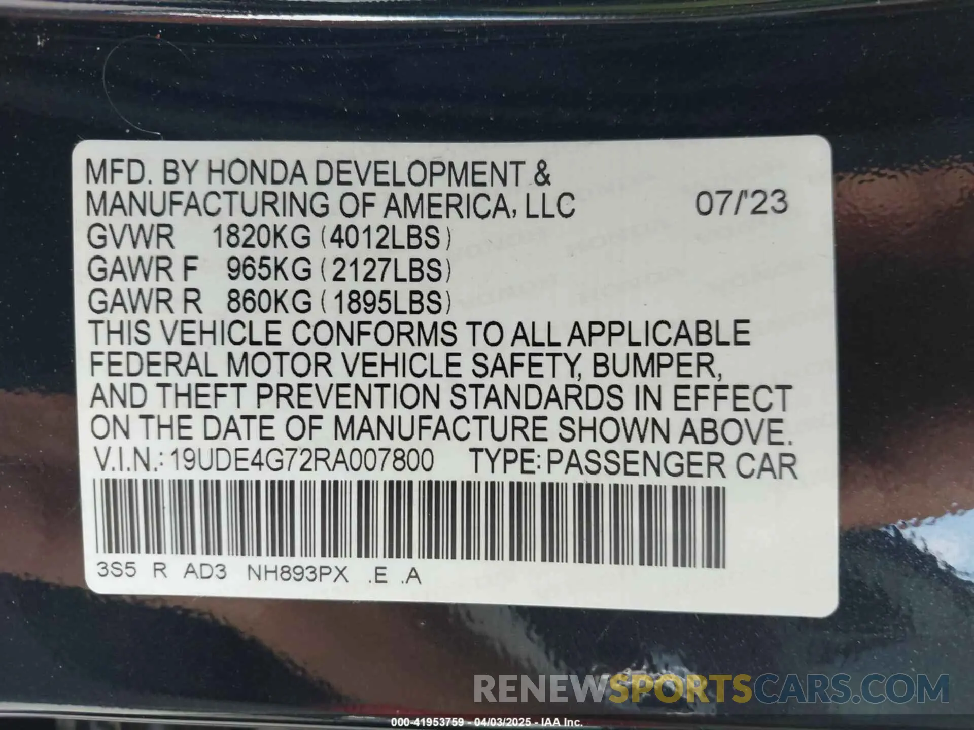 9 Фотография поврежденного автомобиля 19UDE4G72RA007800 ACURA INTEGRA 2024