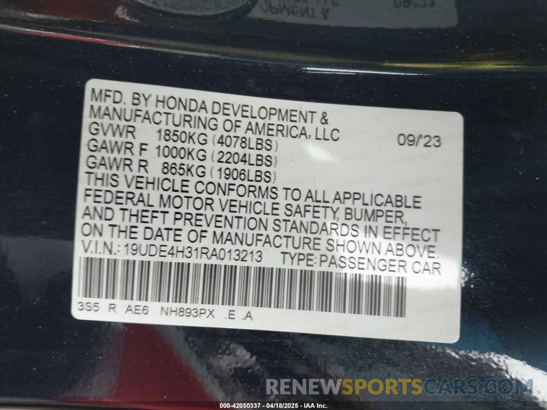 9 Photograph of a damaged car 19UDE4H31RA013213 ACURA INTEGRA 2024