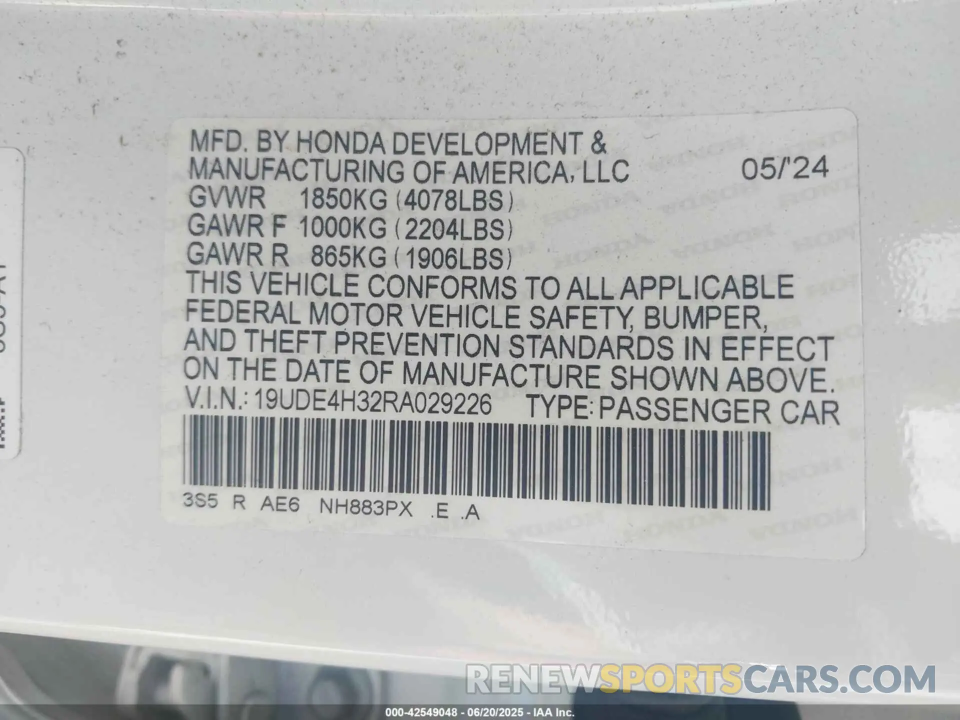 9 Photograph of a damaged car 19UDE4H32RA029226 ACURA INTEGRA 2024