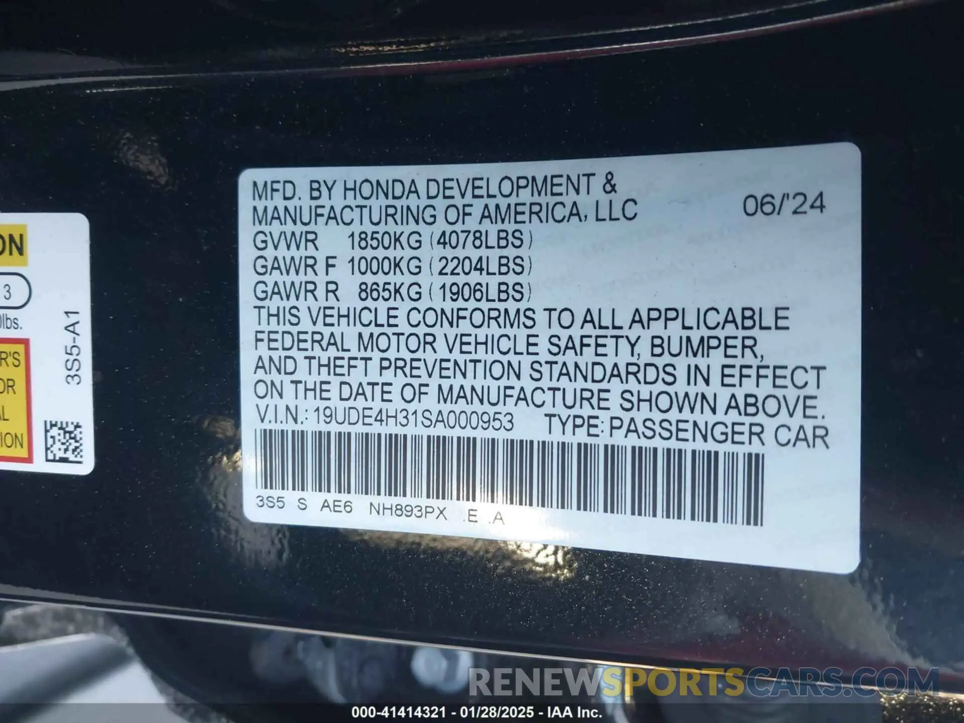 9 Фотография поврежденного автомобиля 19UDE4H31SA000953 ACURA INTEGRA 2025