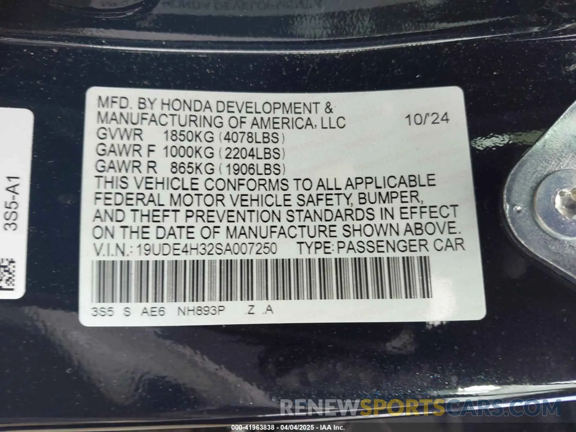 9 Photograph of a damaged car 19UDE4H32SA007250 ACURA INTEGRA 2025