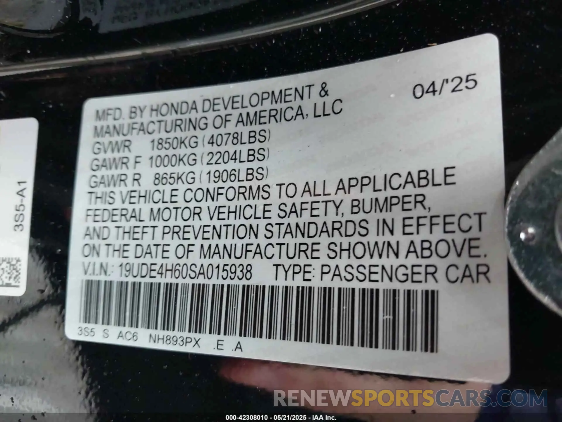9 Фотография поврежденного автомобиля 19UDE4H60SA015938 ACURA INTEGRA 2025
