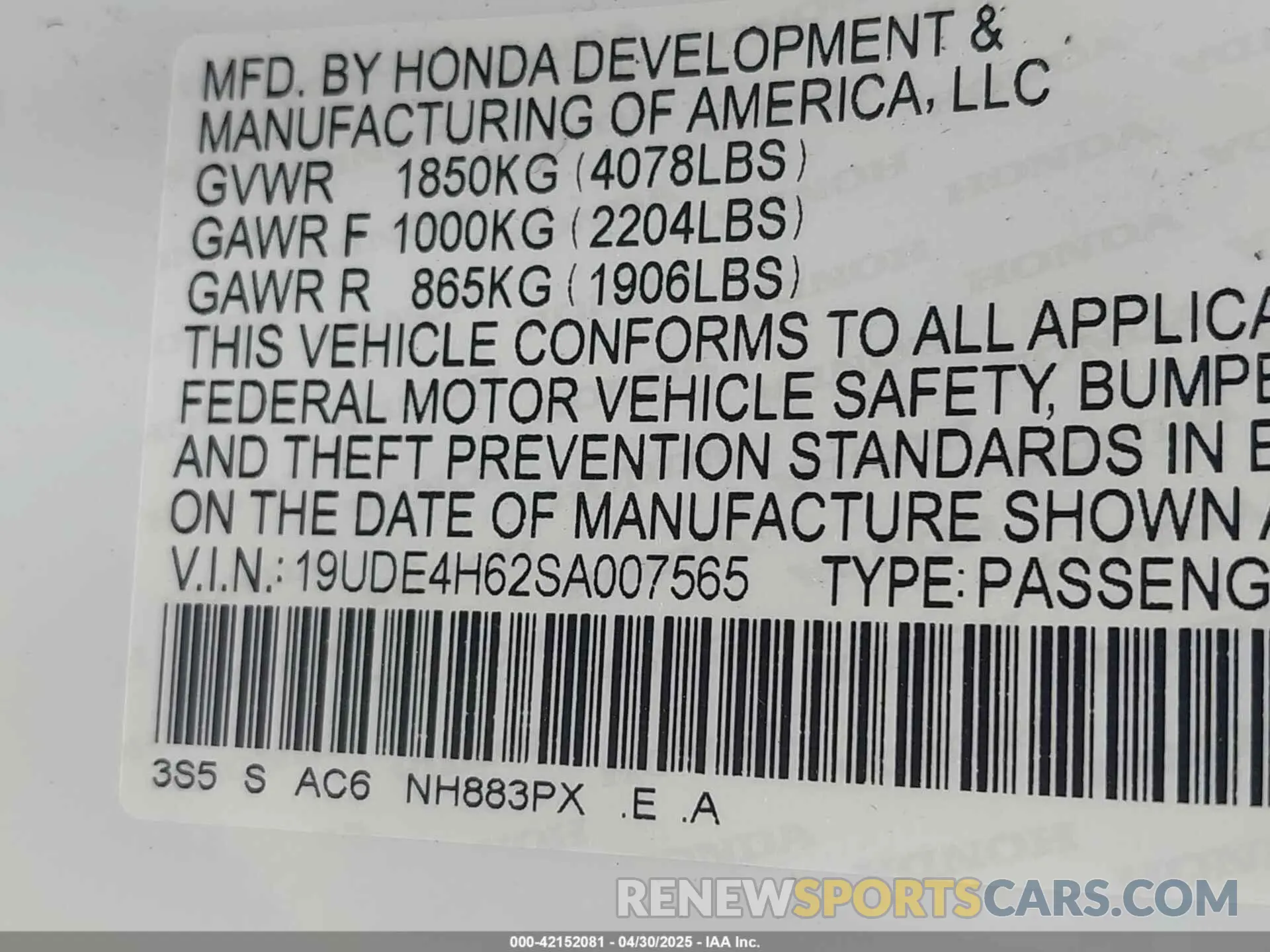 9 Photograph of a damaged car 19UDE4H62SA007565 ACURA INTEGRA 2025