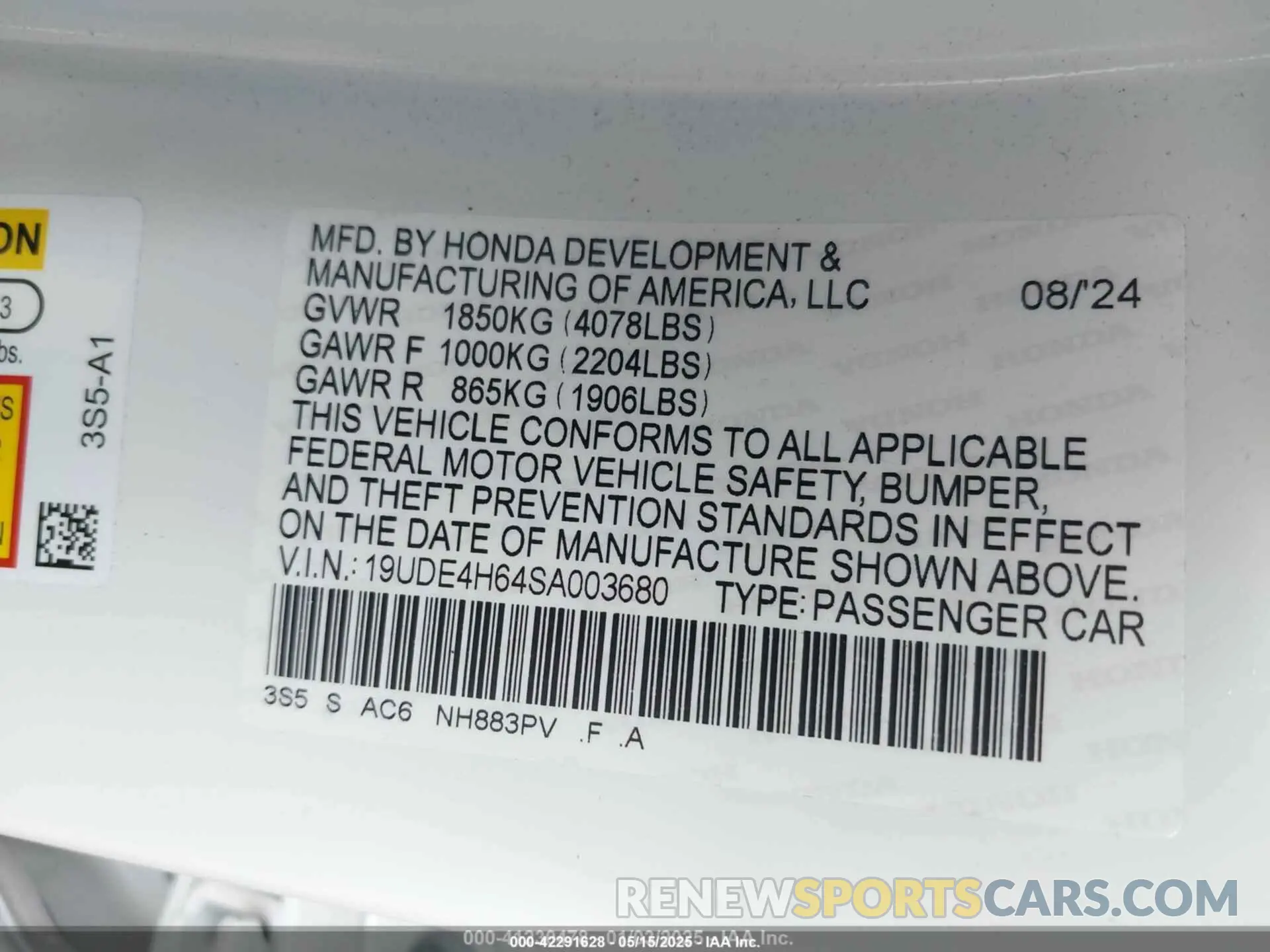 9 Photograph of a damaged car 19UDE4H64SA003680 ACURA INTEGRA 2025