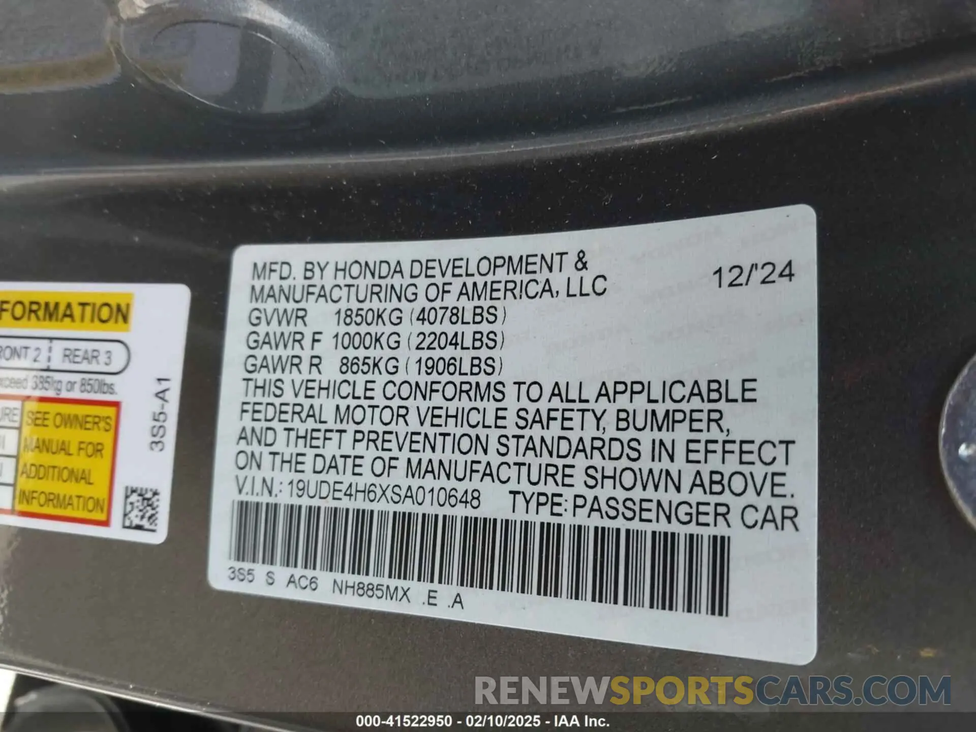 9 Photograph of a damaged car 19UDE4H6XSA010648 ACURA INTEGRA 2025