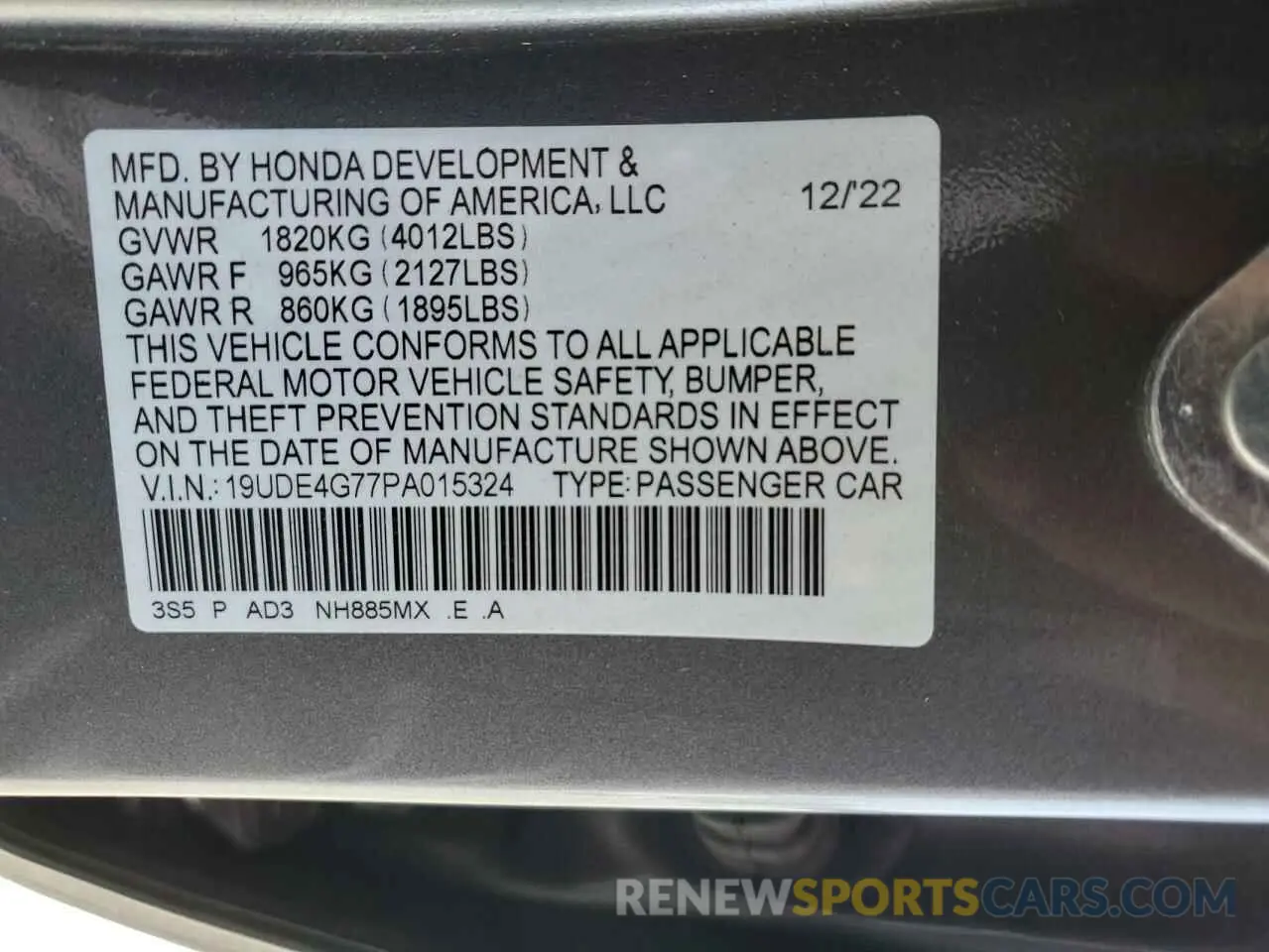 14 Photograph of a damaged car 19UDE4G77PA015324 ACURA INTEGRA A- 2023