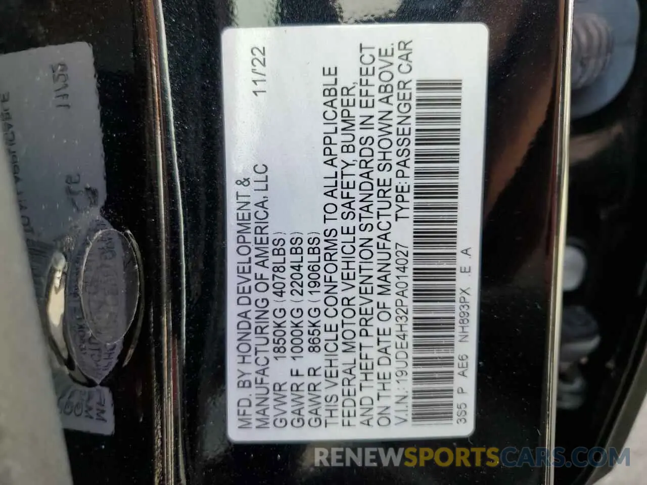 12 Фотография поврежденного автомобиля 19UDE4H32PA014027 ACURA INTEGRA A- 2023