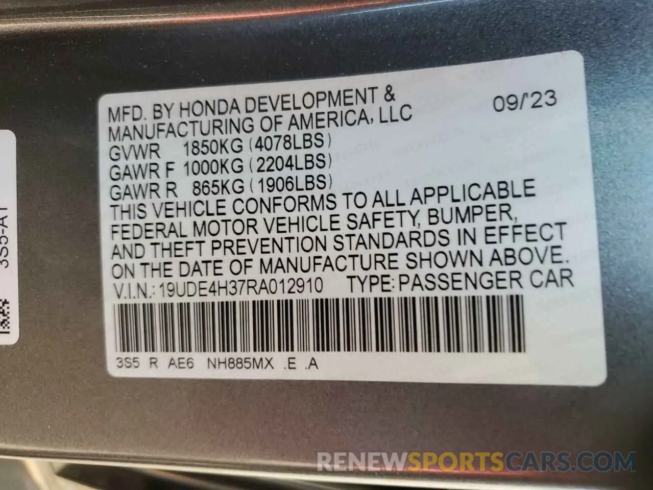 12 Фотография поврежденного автомобиля 19UDE4H37RA012910 ACURA INTEGRA A- 2024