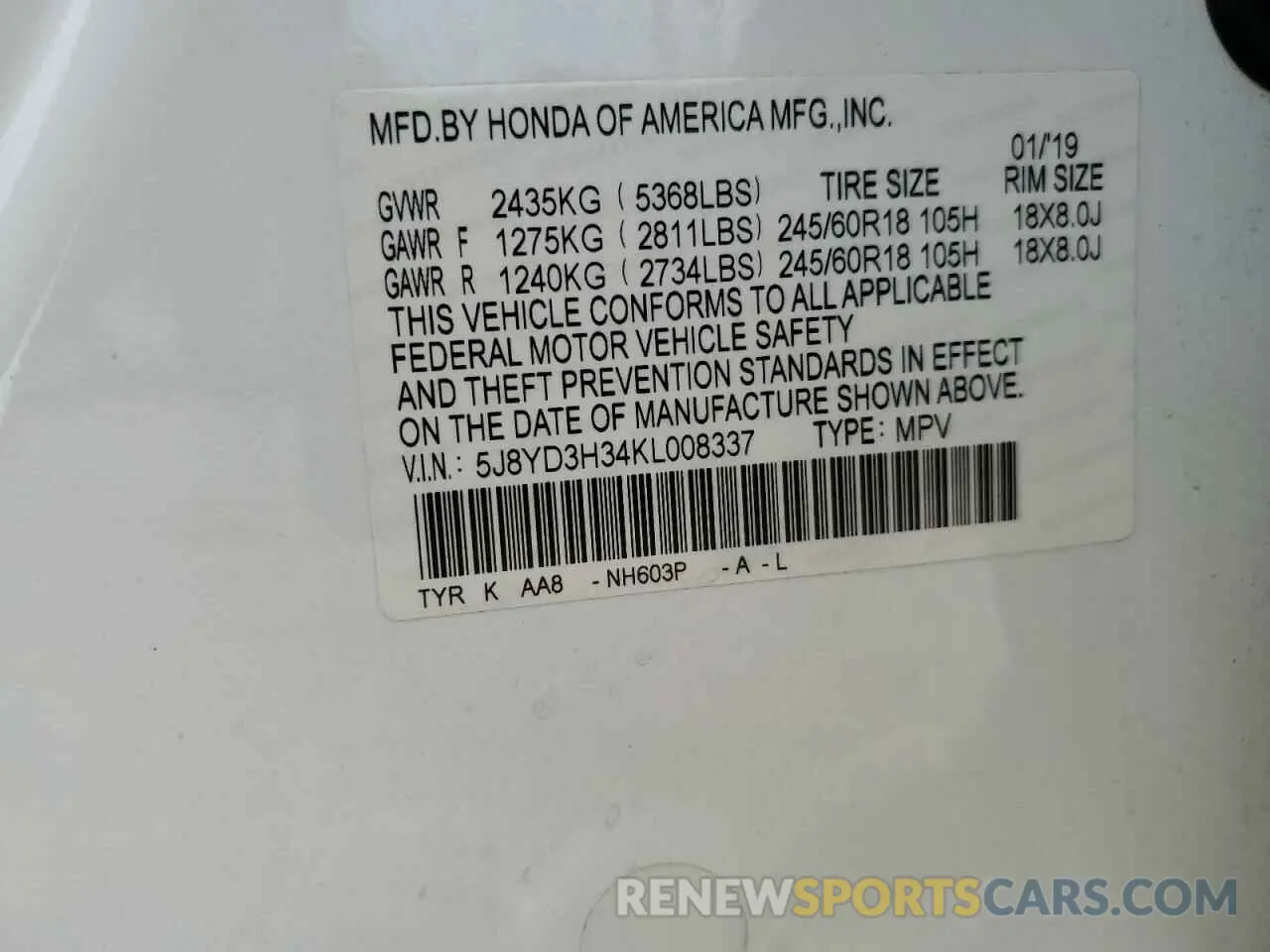 14 Фотография поврежденного автомобиля 5J8YD3H34KL008337 ACURA MDX 2019