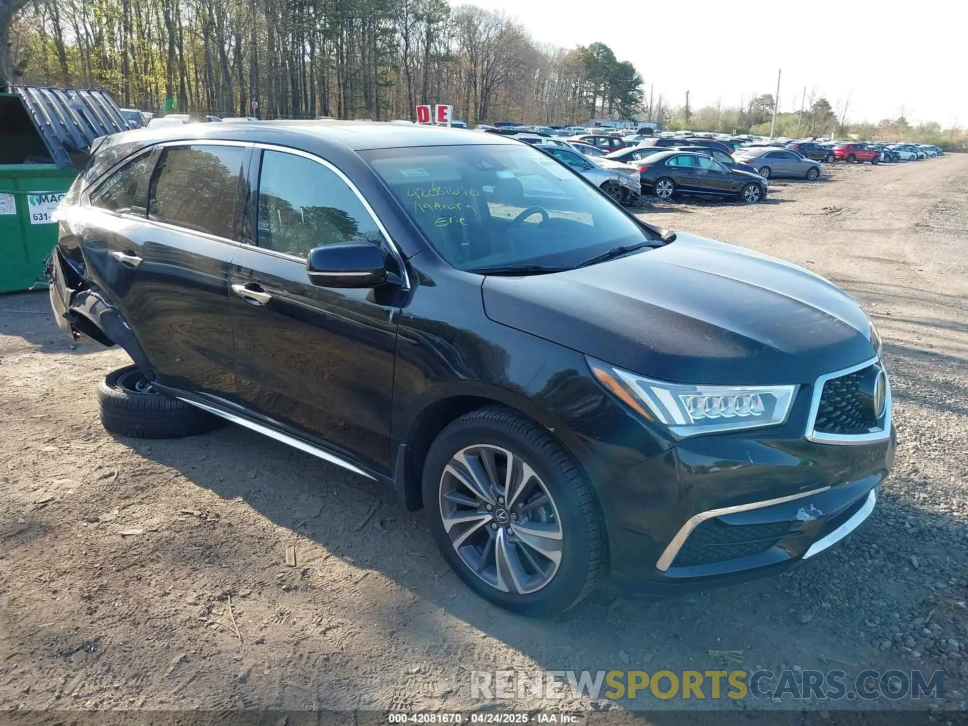 1 Photograph of a damaged car 5J8YD3H58KL012747 ACURA MDX 2019
