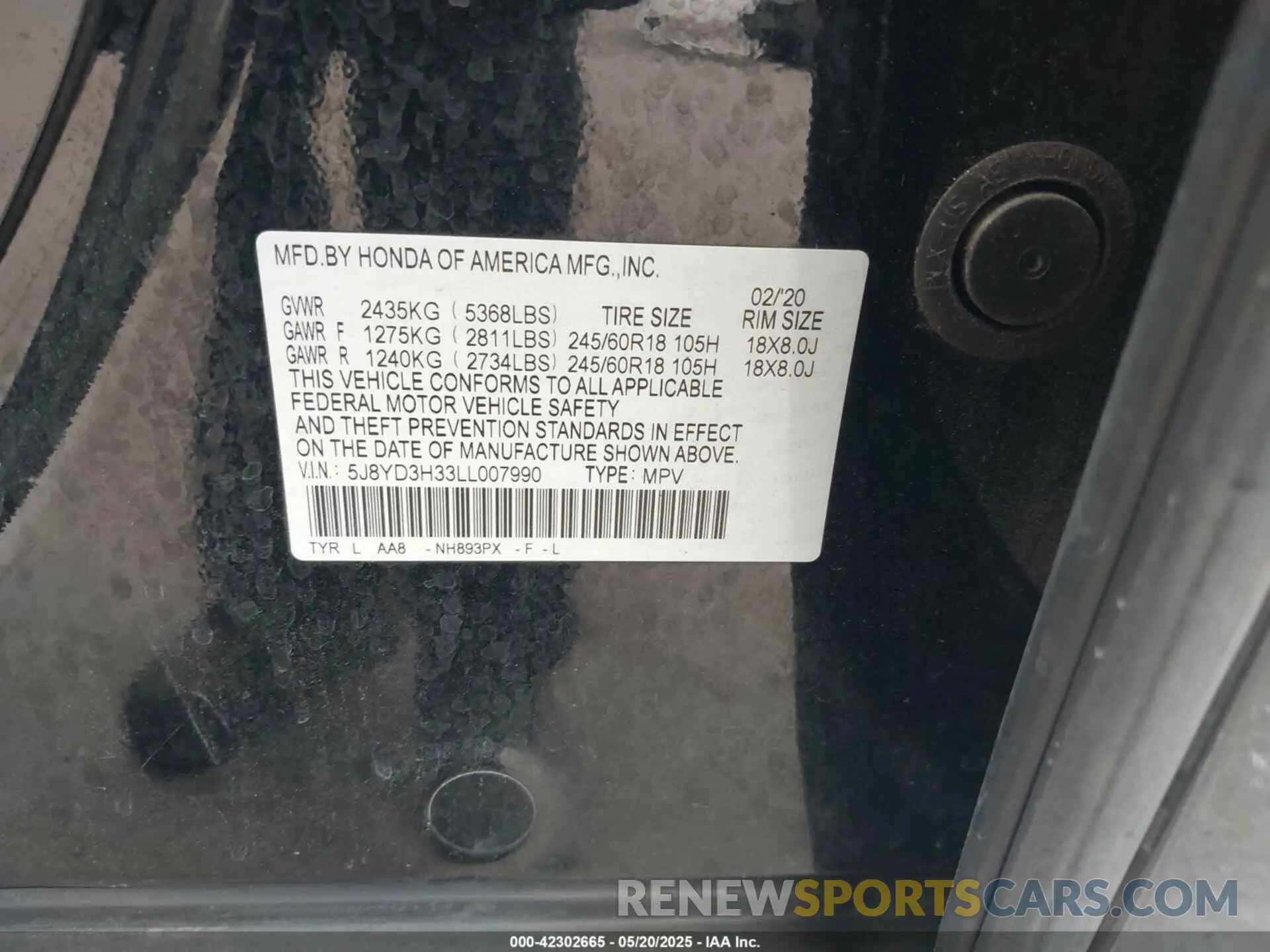 9 Photograph of a damaged car 5J8YD3H33LL007990 ACURA MDX 2020