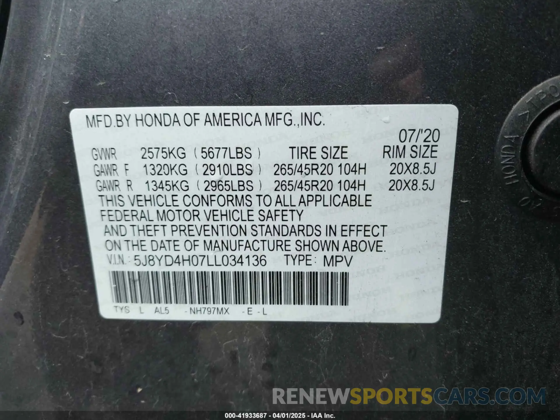 9 Фотография поврежденного автомобиля 5J8YD4H07LL034136 ACURA MDX 2020