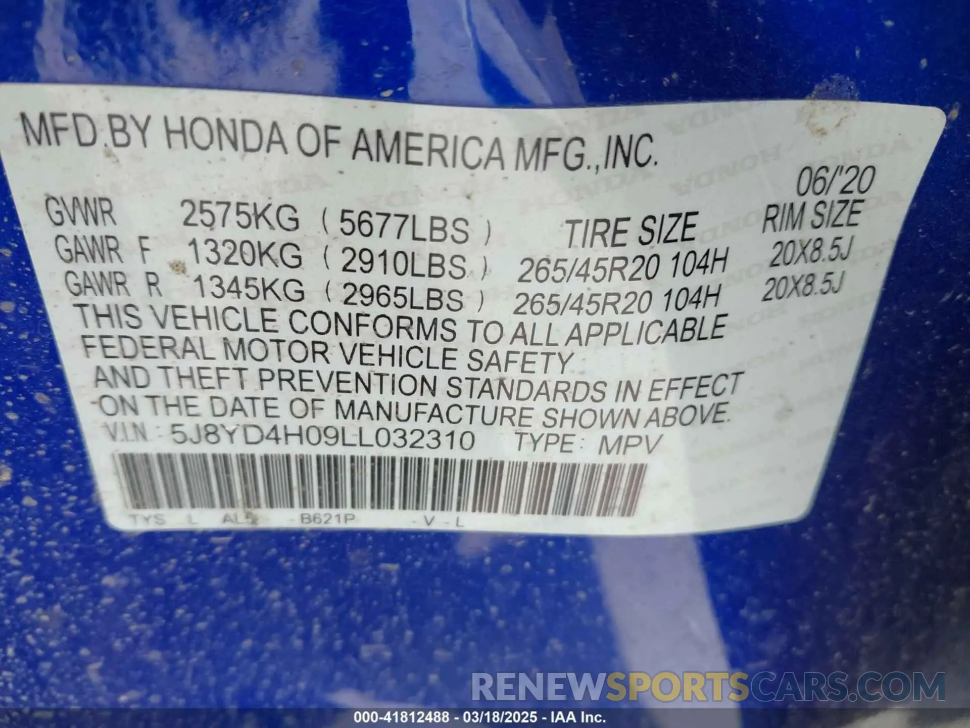 9 Photograph of a damaged car 5J8YD4H09LL032310 ACURA MDX 2020