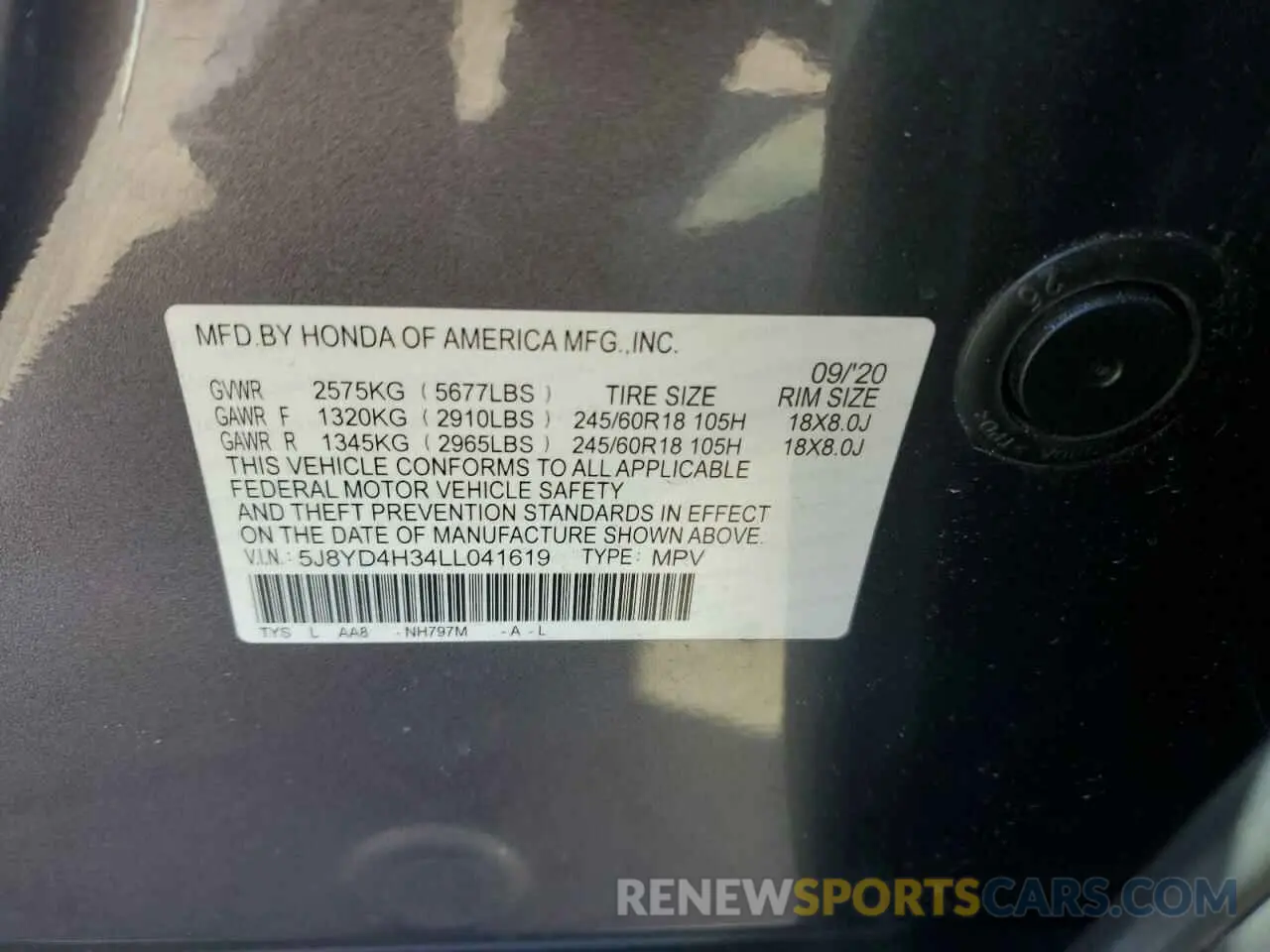 13 Photograph of a damaged car 5J8YD4H34LL041619 ACURA MDX 2020