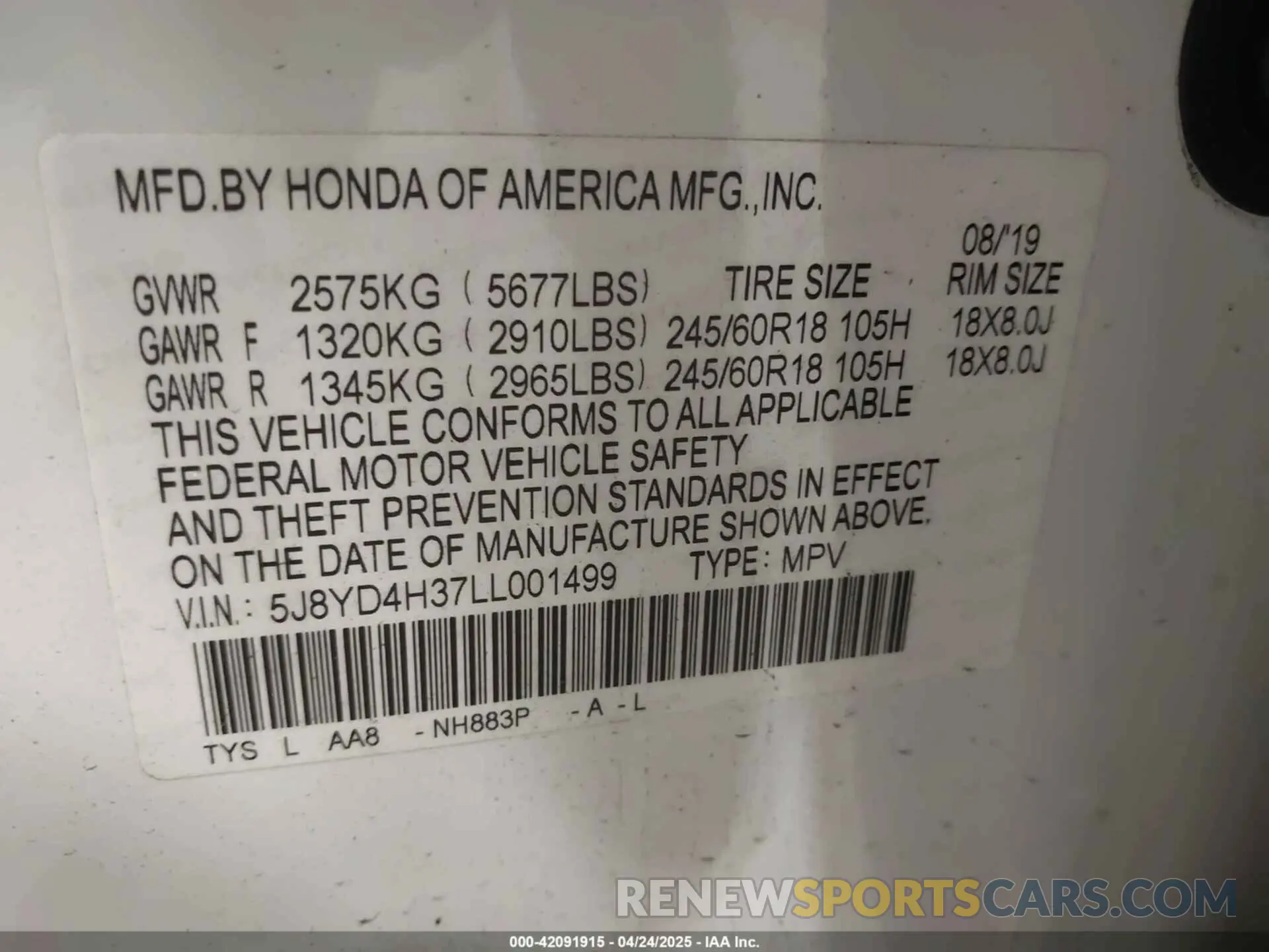 9 Photograph of a damaged car 5J8YD4H37LL001499 ACURA MDX 2020