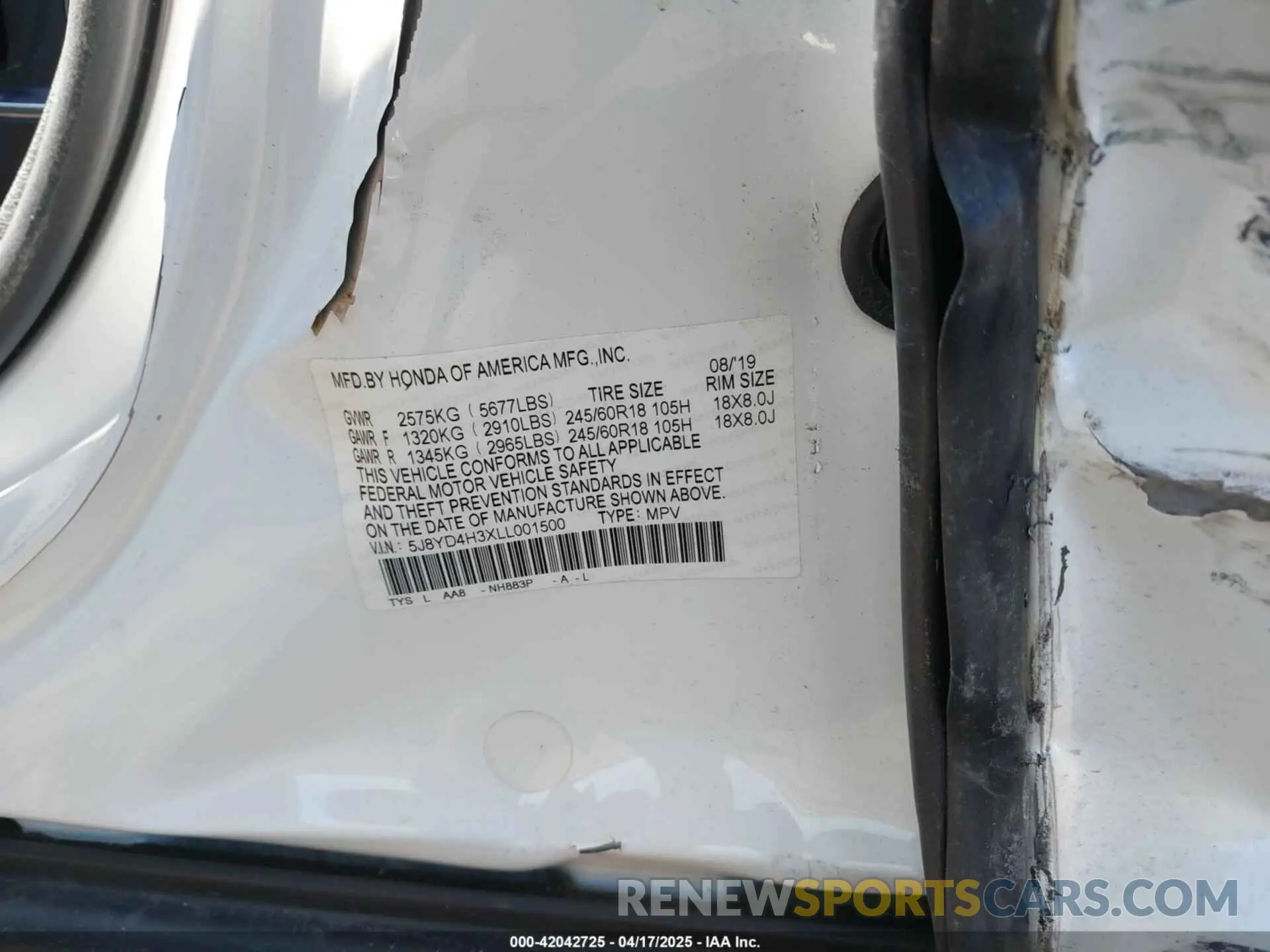 9 Photograph of a damaged car 5J8YD4H3XLL001500 ACURA MDX 2020