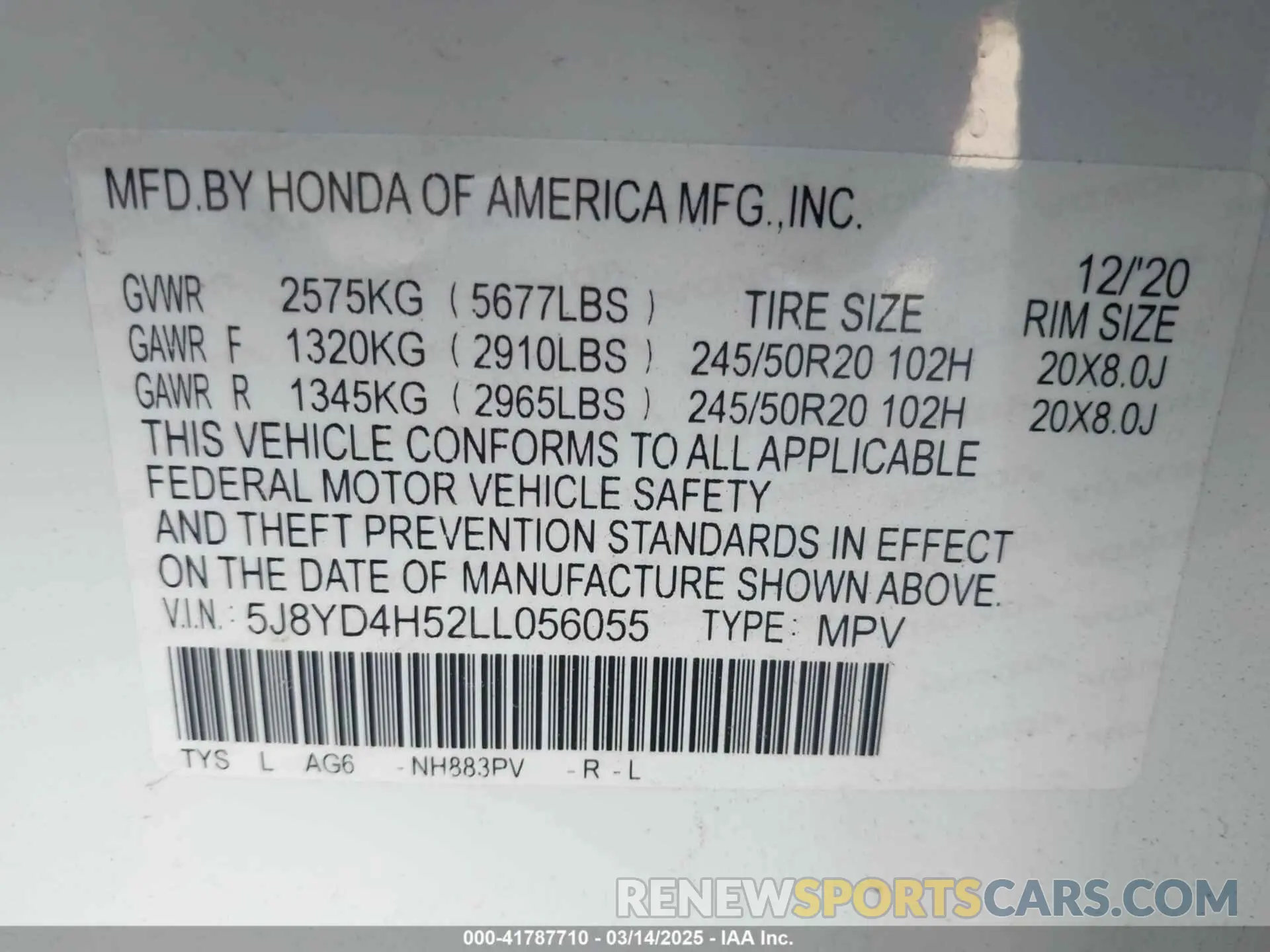 9 Photograph of a damaged car 5J8YD4H52LL056055 ACURA MDX 2020