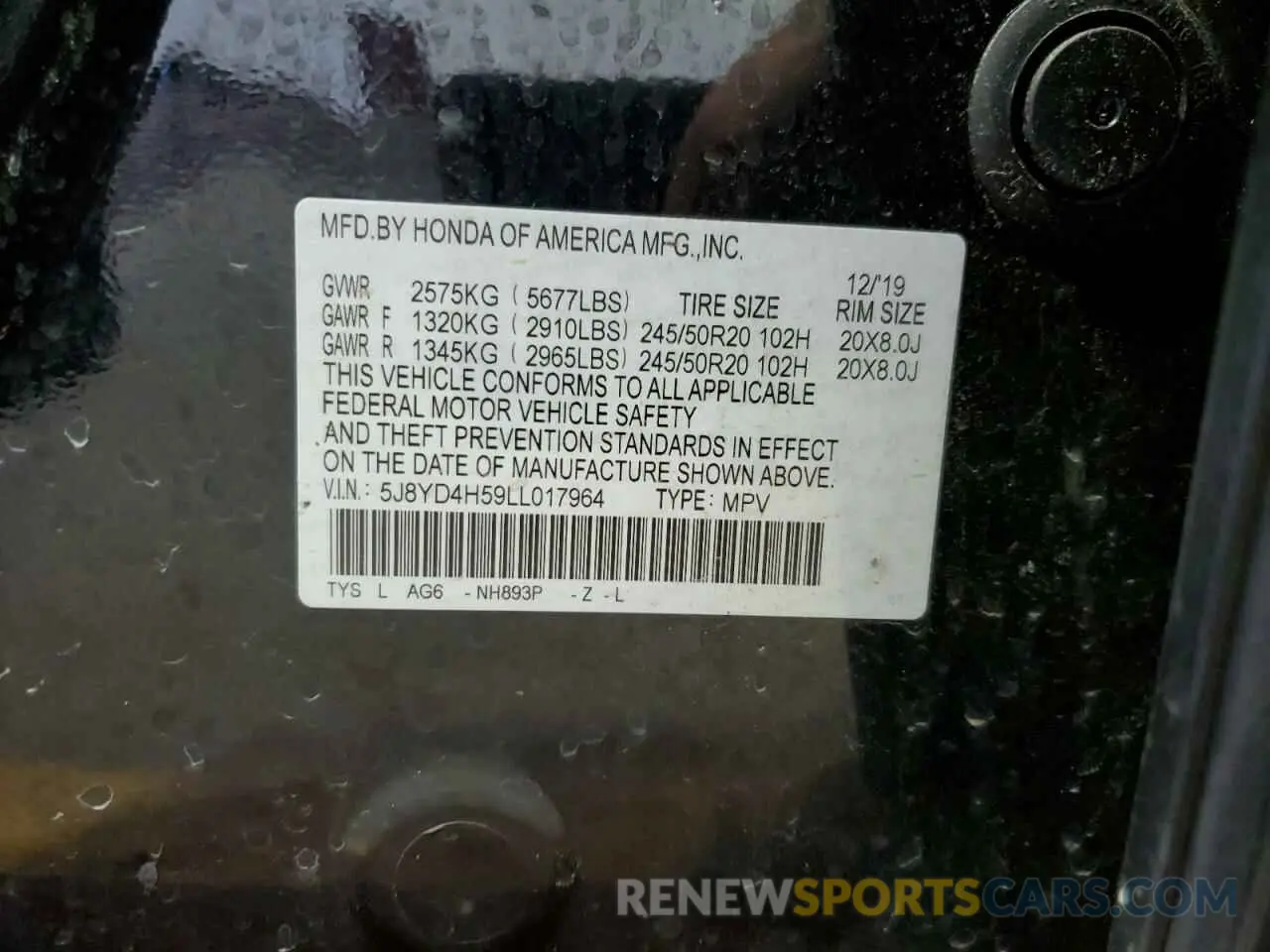 13 Фотография поврежденного автомобиля 5J8YD4H59LL017964 ACURA MDX 2020